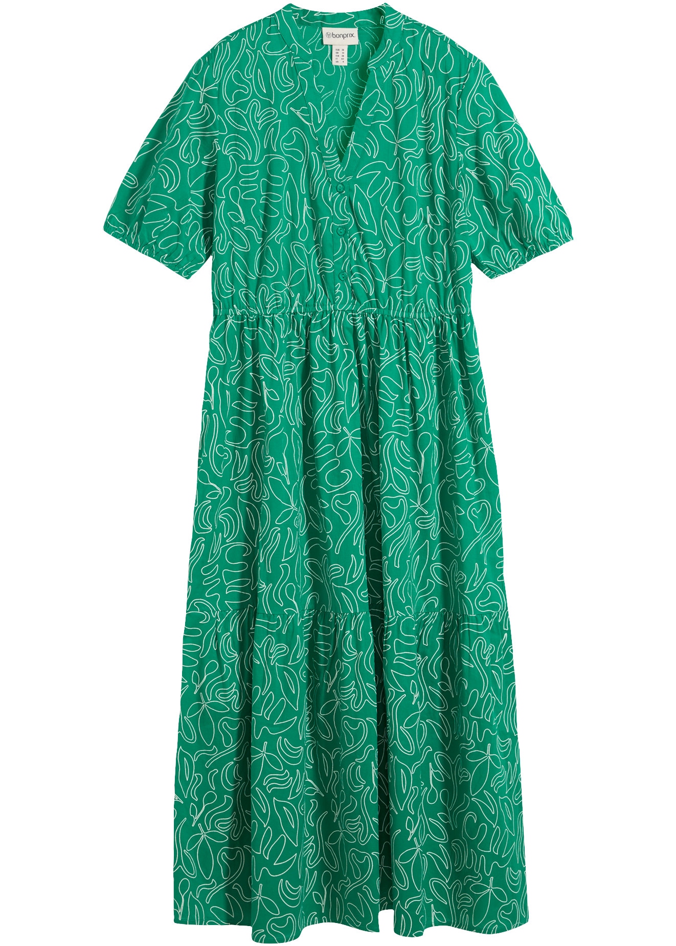 bonprix Robe midi forme près du corps, avec col henley, manches mi-longues