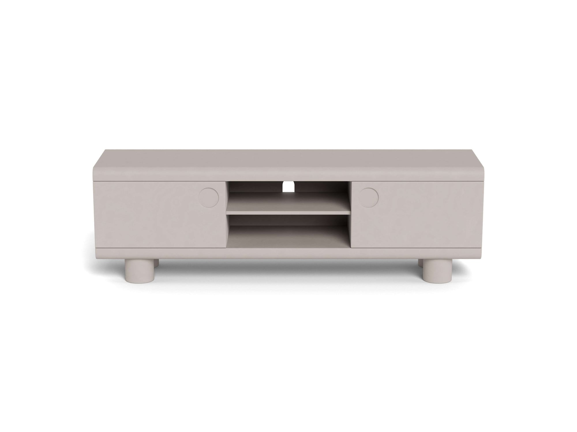 Image of ACTONA GROUP TV-Schrank "Magee - eleganter TV- Tisch für das moderne Wohnzimmer" Im warmen Grau lakiert. 2 Fächer und 3 Regalböden