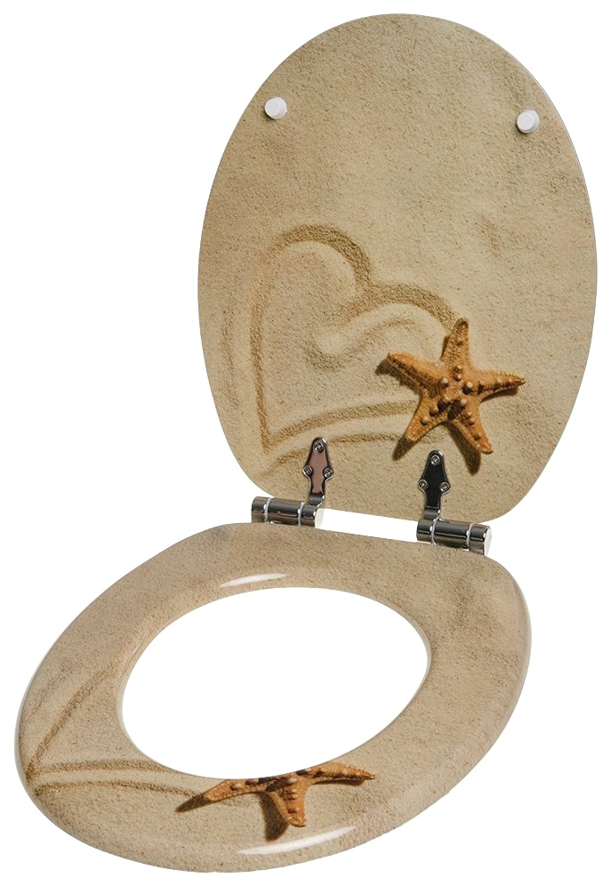 Sanilo Set d'accessoires de salle de bain »Sandy« WC-Sitz, Badteppich, Stöpsel, Seifenspender und WC-Bürste