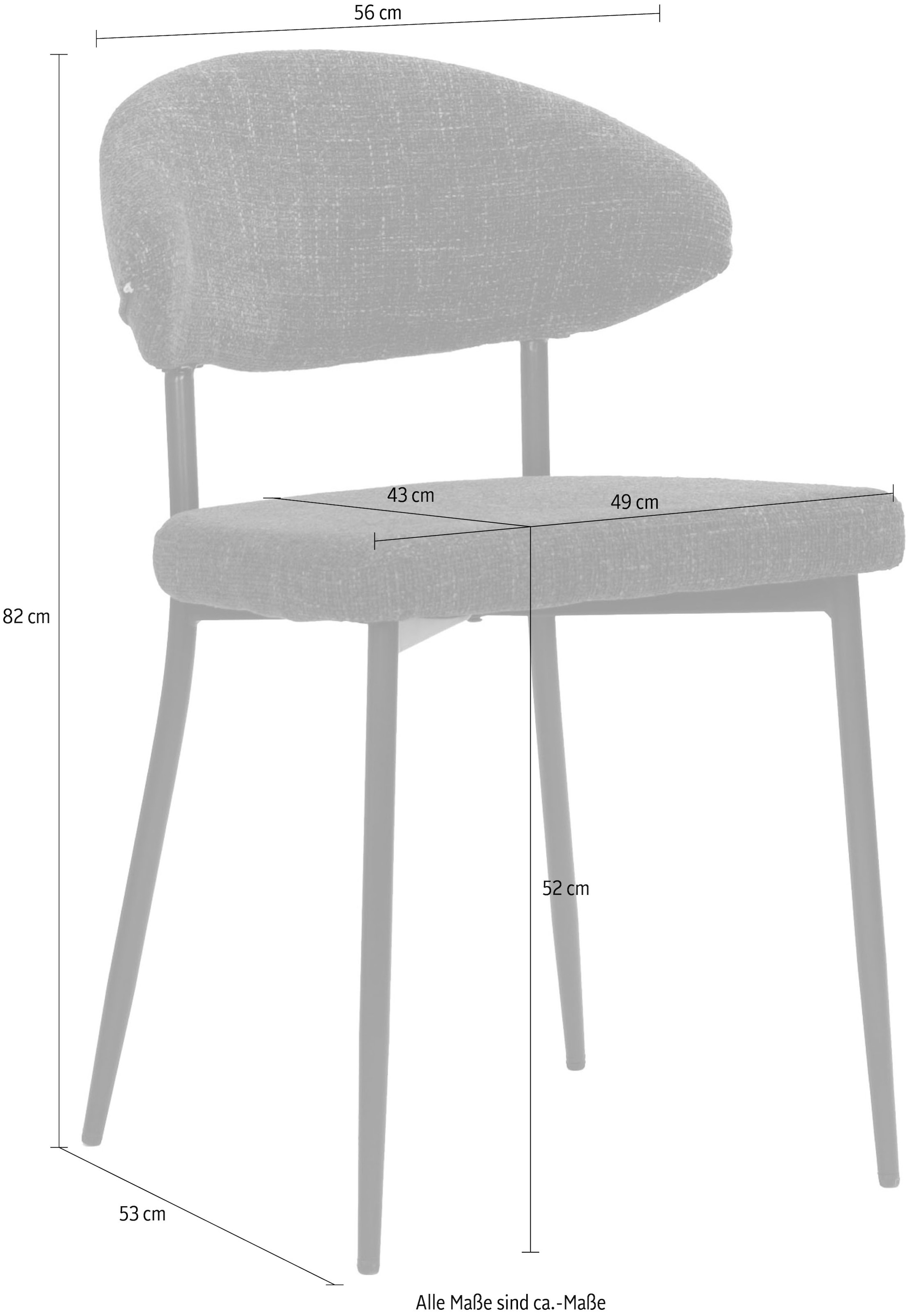 SIT 4-Fussstuhl »Odessa 2er-Set Polsterstühle mit Strukturstoff & Metallgestell« (Set) 2 Stk.Öko-Tex Strukturstoff & ergonomisch gerundete Rückenlehne