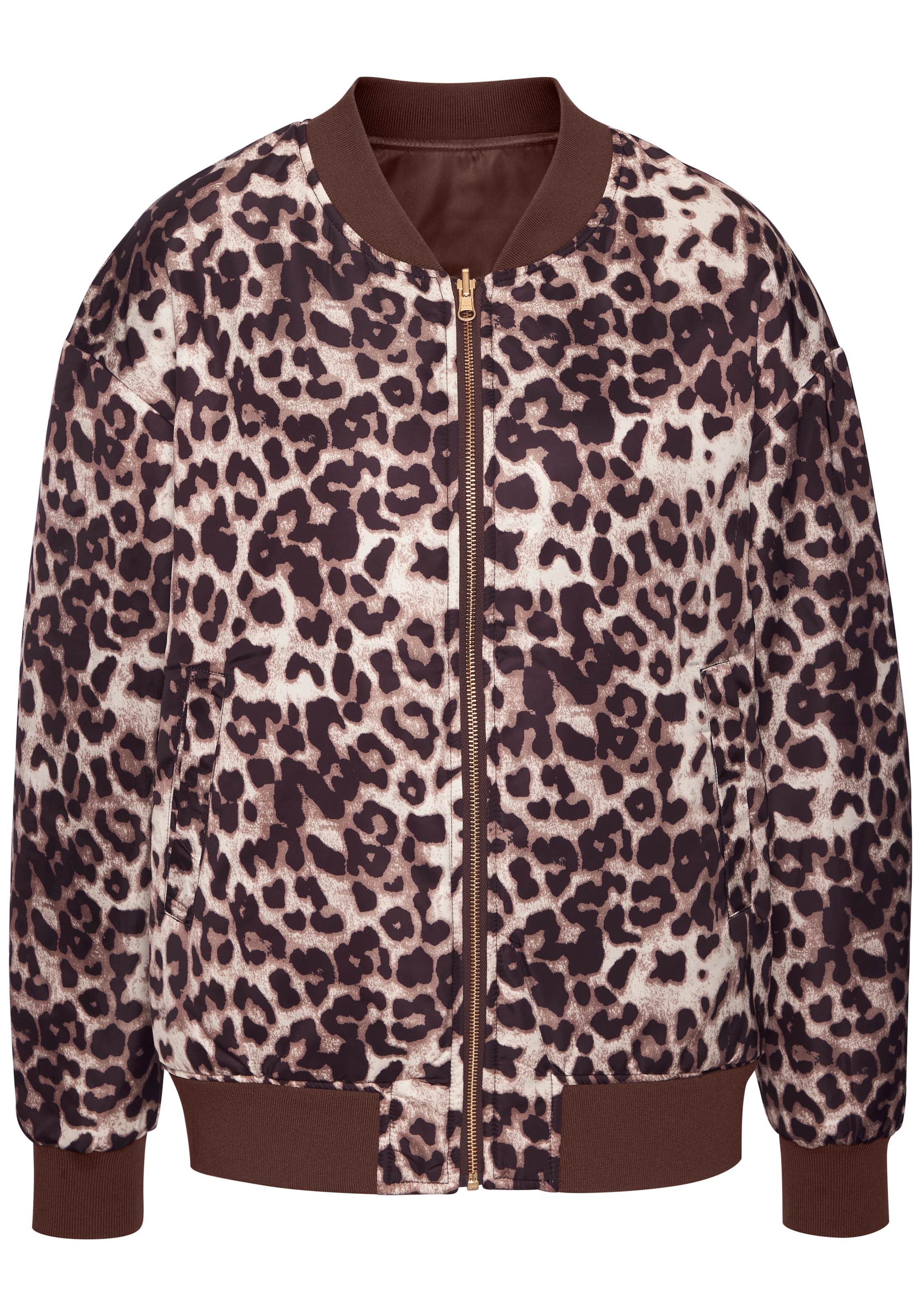 Buffalo Veste réversible Dunkelbraun/Leoprint, Bomberjacke, modisch