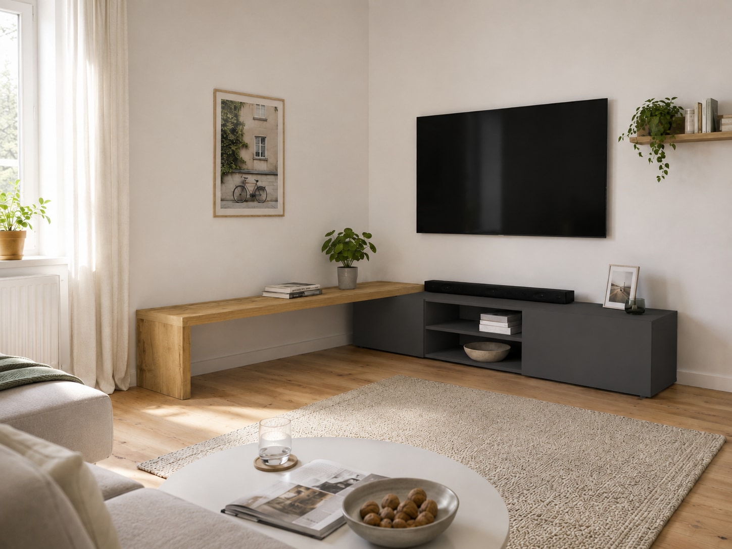 GOODproduct Lowboard »New Garda,Lowboard mit Aufsatz,TV-Board mit Ausatz,TV-Schrank-Tv Bank« 1 Stk. tlg. Breite verstellbar v. 183 bis 310 cm,2 Klappen  und L-Förmiger Aufsatz