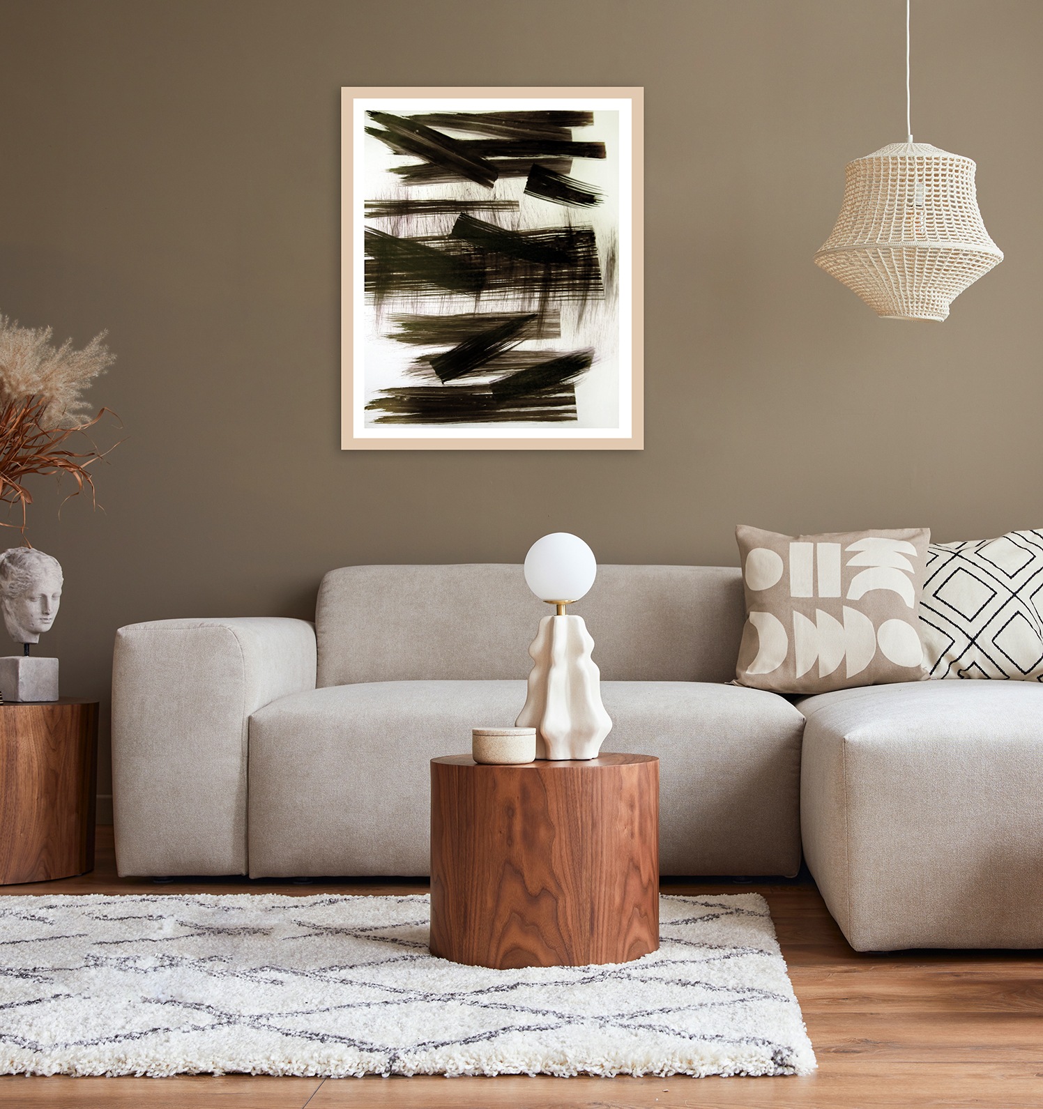 Image of LeGer Home by Lena Gercke Bild mit Rahmen "Mila" Abstrakt Abstrakte Art Kunst 1 Stk. tlg. Premium Poster mit Naturholzrahmen, Handarbeit aus Deutschland