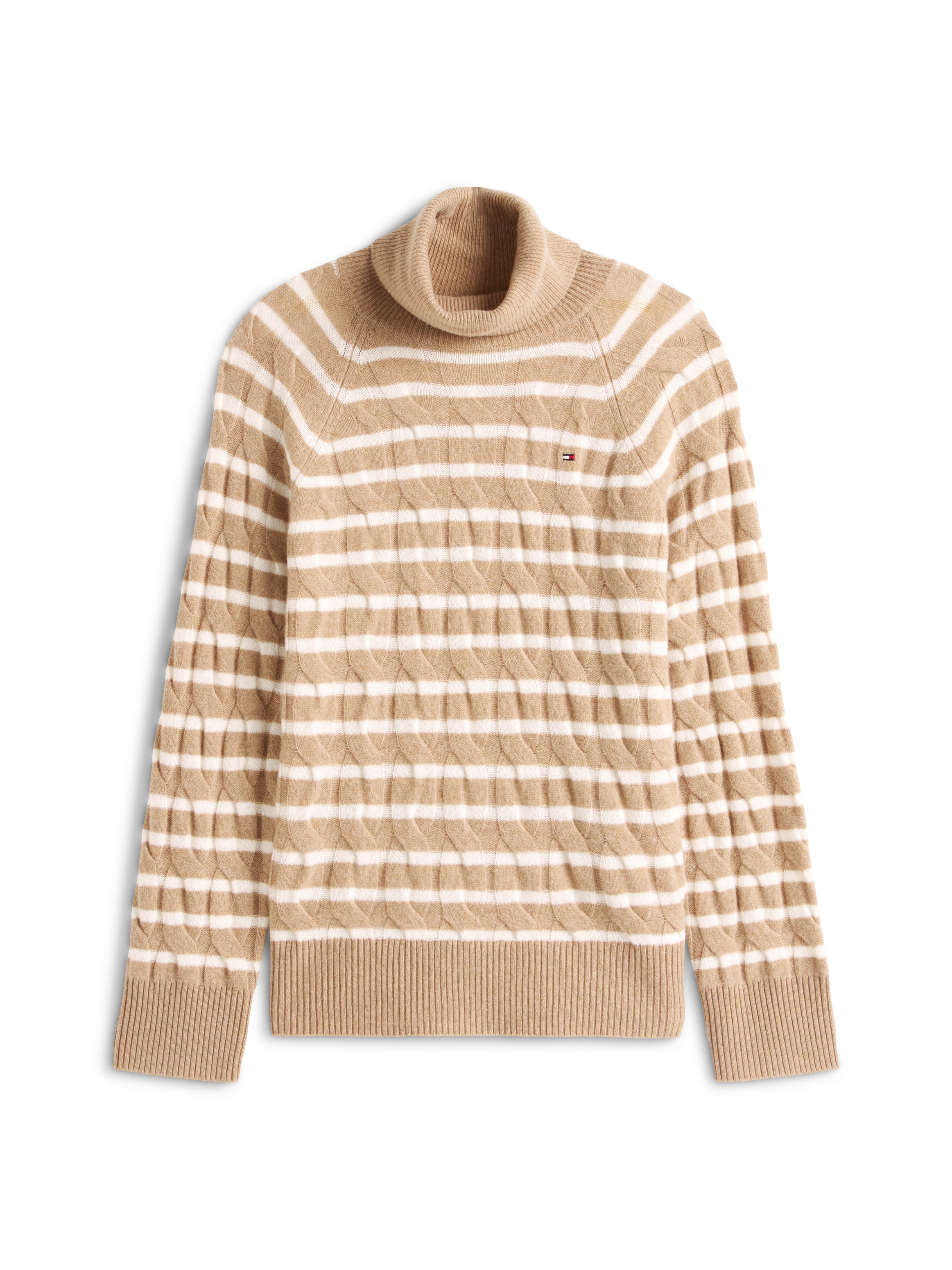 Tommy Hilfiger Rollkragenpullover »SOFT WOOL CABLE ROLL-NK LS SWT« mit Zopfmuster, aus reiner Wolle