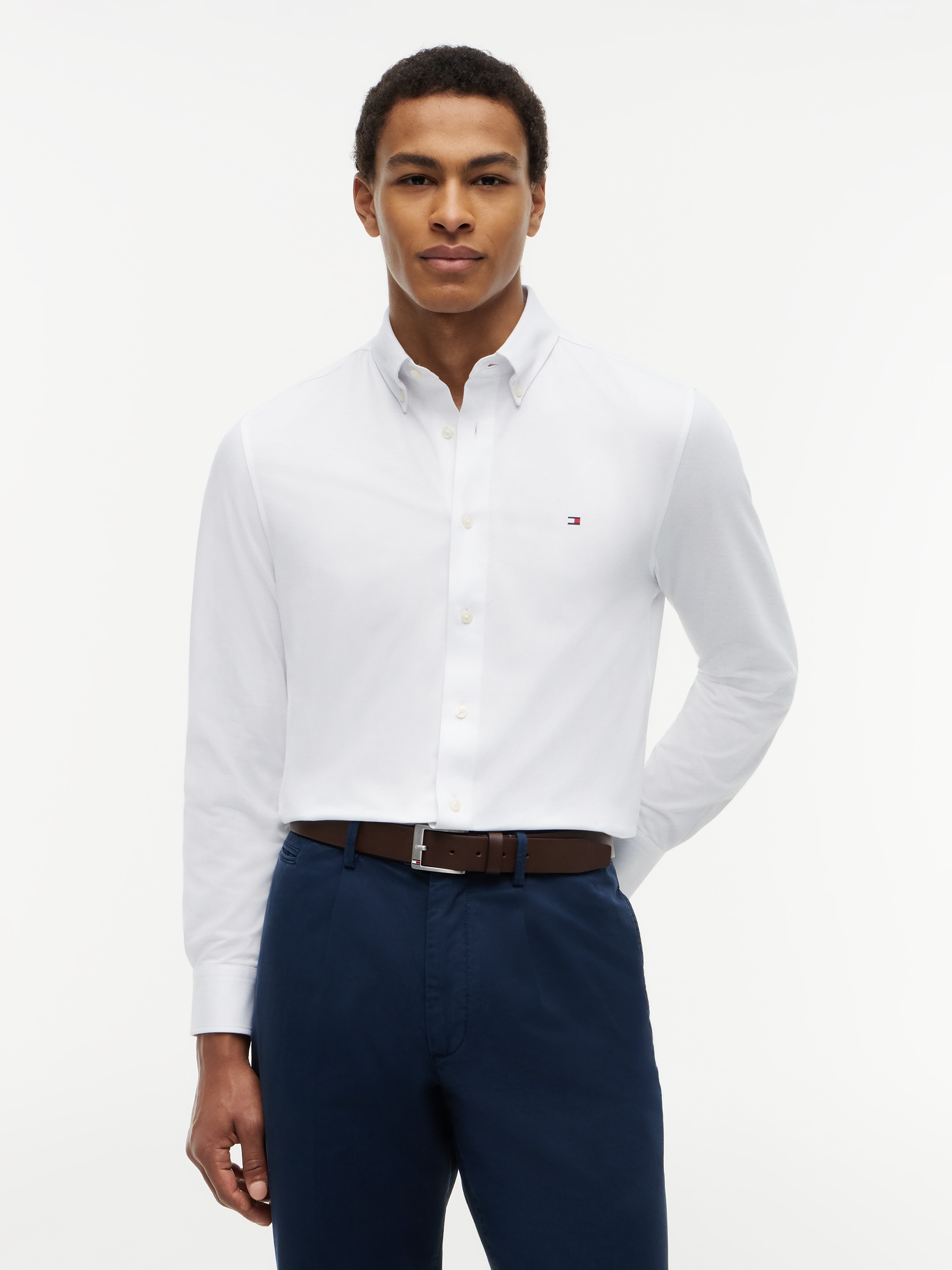 Tommy Hilfiger Chemise à manches longues »PERFORMANCE PIQUE OXFORD« Coupe droite piqué performance Oxford décontracté