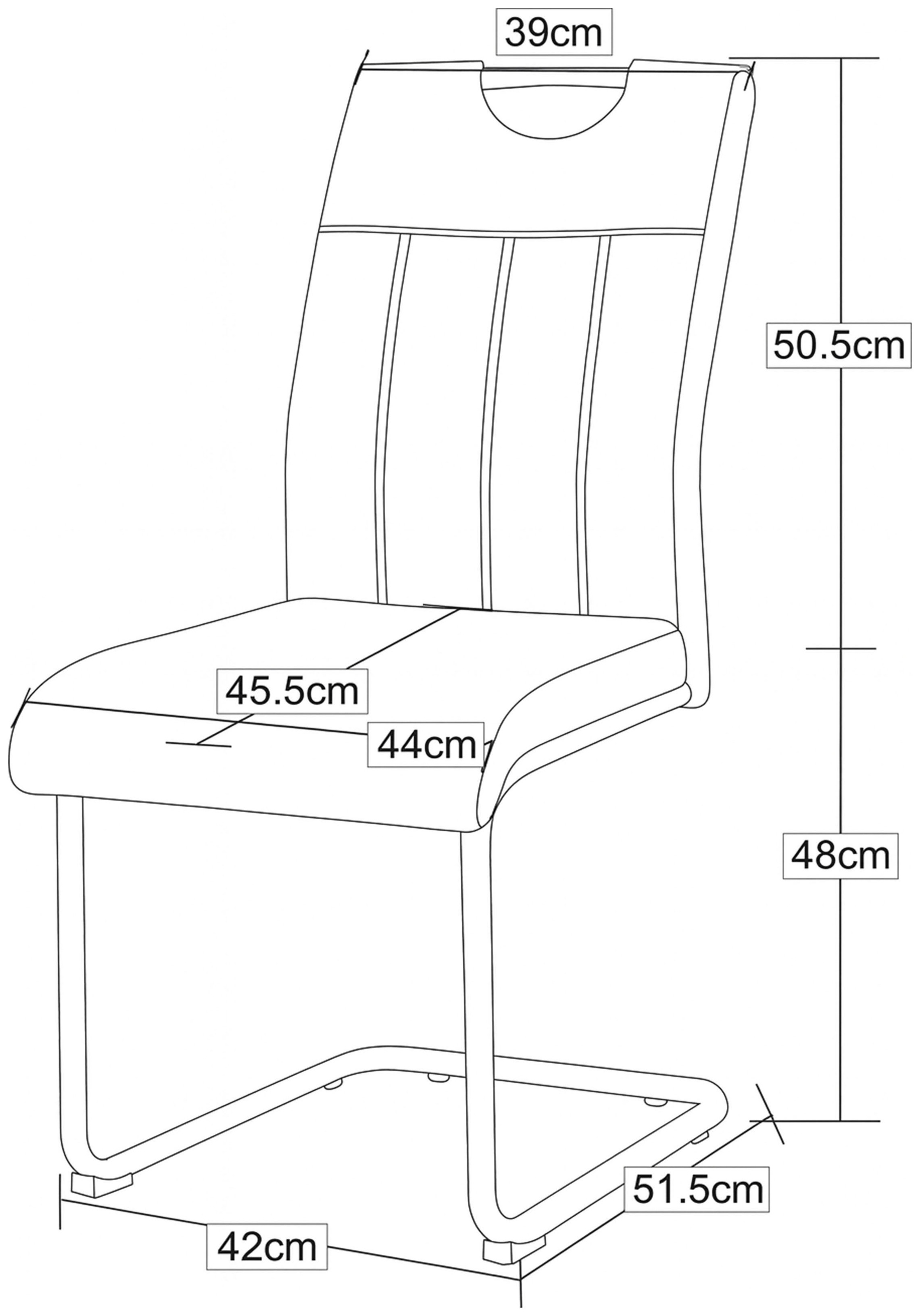 Home affaire Esszimmerstuhl »BRANDON, 2er Set, mit Metallgestell in matt schwarz« (Set) 2 Stk.in verschiedenen Farben, Belsatbarkeit pro Stuhl 120 kg, 360° drehbar