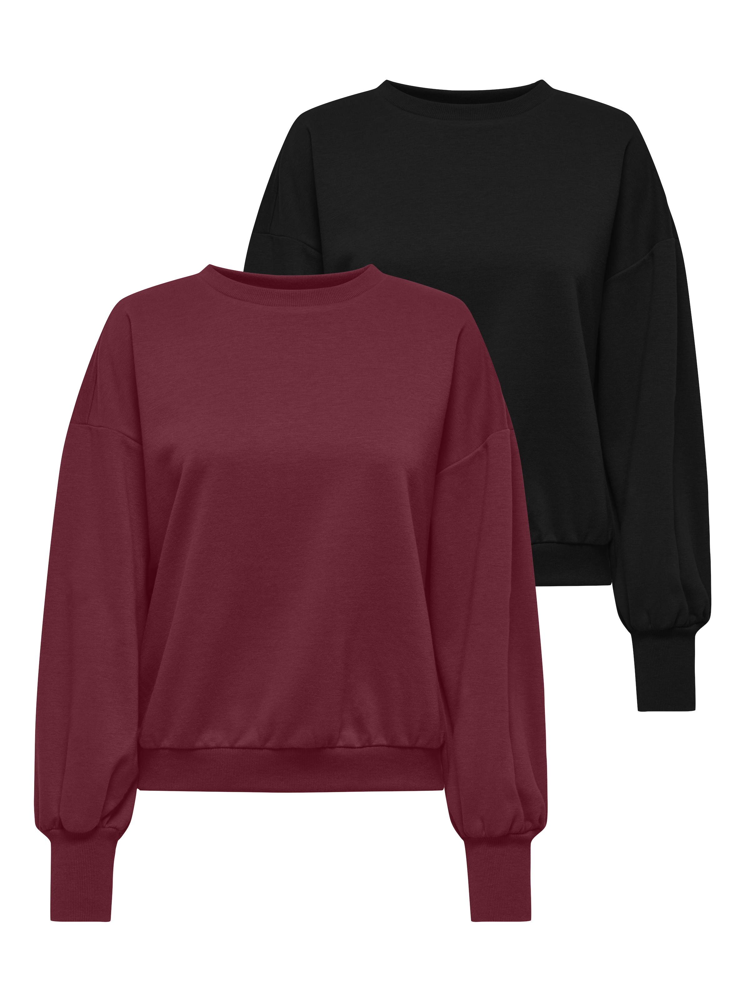 ONLY Sweatshirt »ONLBROOKE L/S O-NECK SOLID 2 PACK SWT«, 2 Baumwollmischung, regular fit
