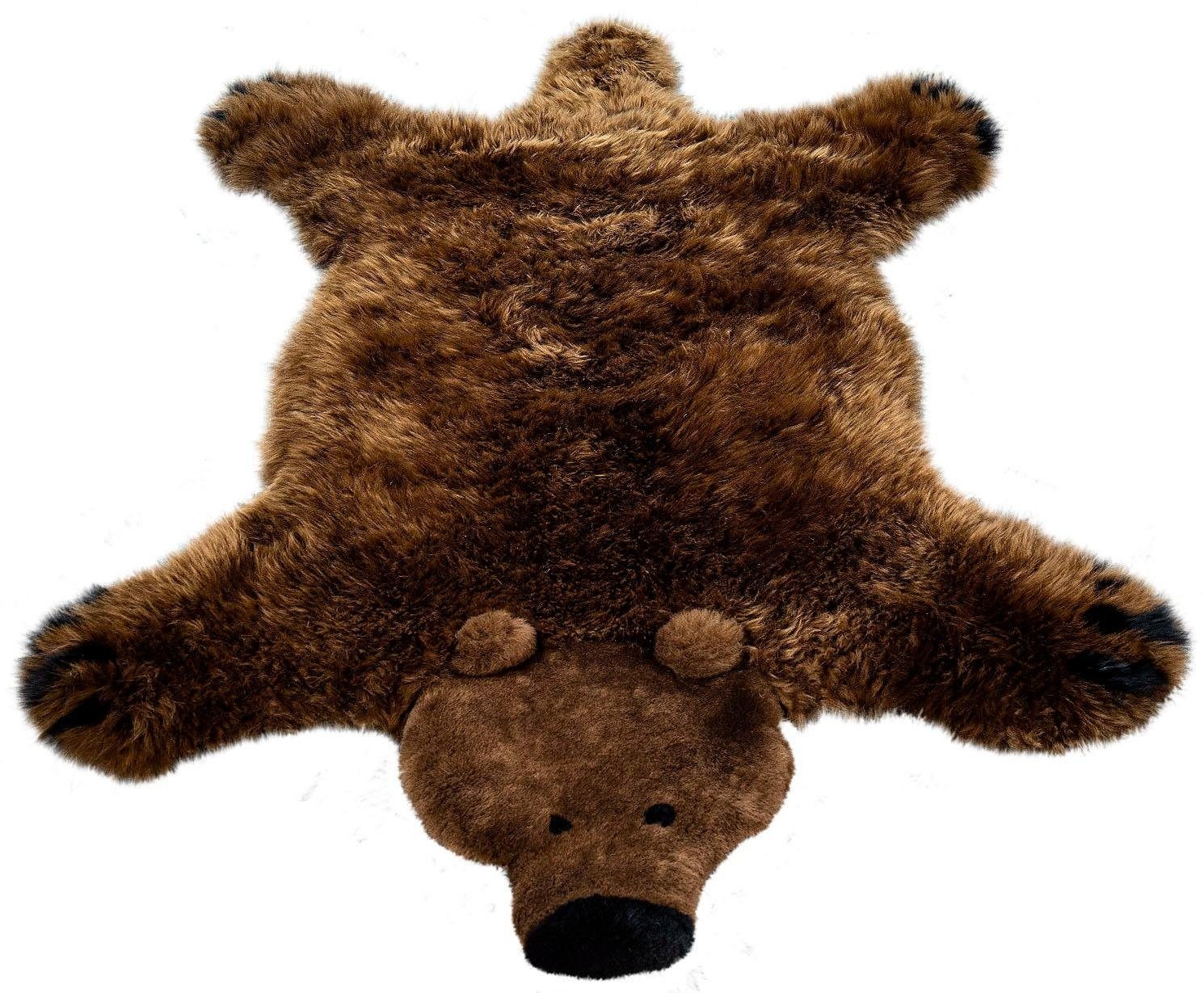Image of Paco Home Fellteppich »Australisches Lammfell - Braunbär«, tierfellförmig, 45 mm Höhe, Kinderteppich, echtes Lammfell, Kinderzimmer bei Ackermann Versand Schweiz