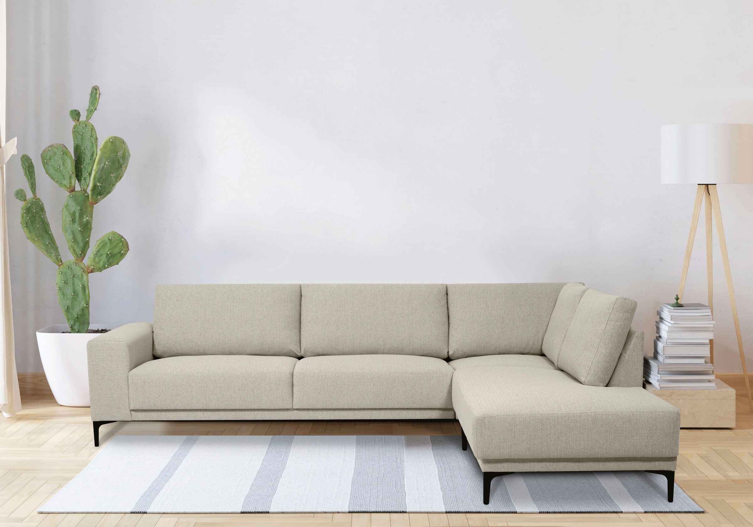 GOODproduct Ecksofa »Xander, L-Form« Breite 289 cm, Webstoff, Soft-Touch Chenille, schwarze Metallfüsse