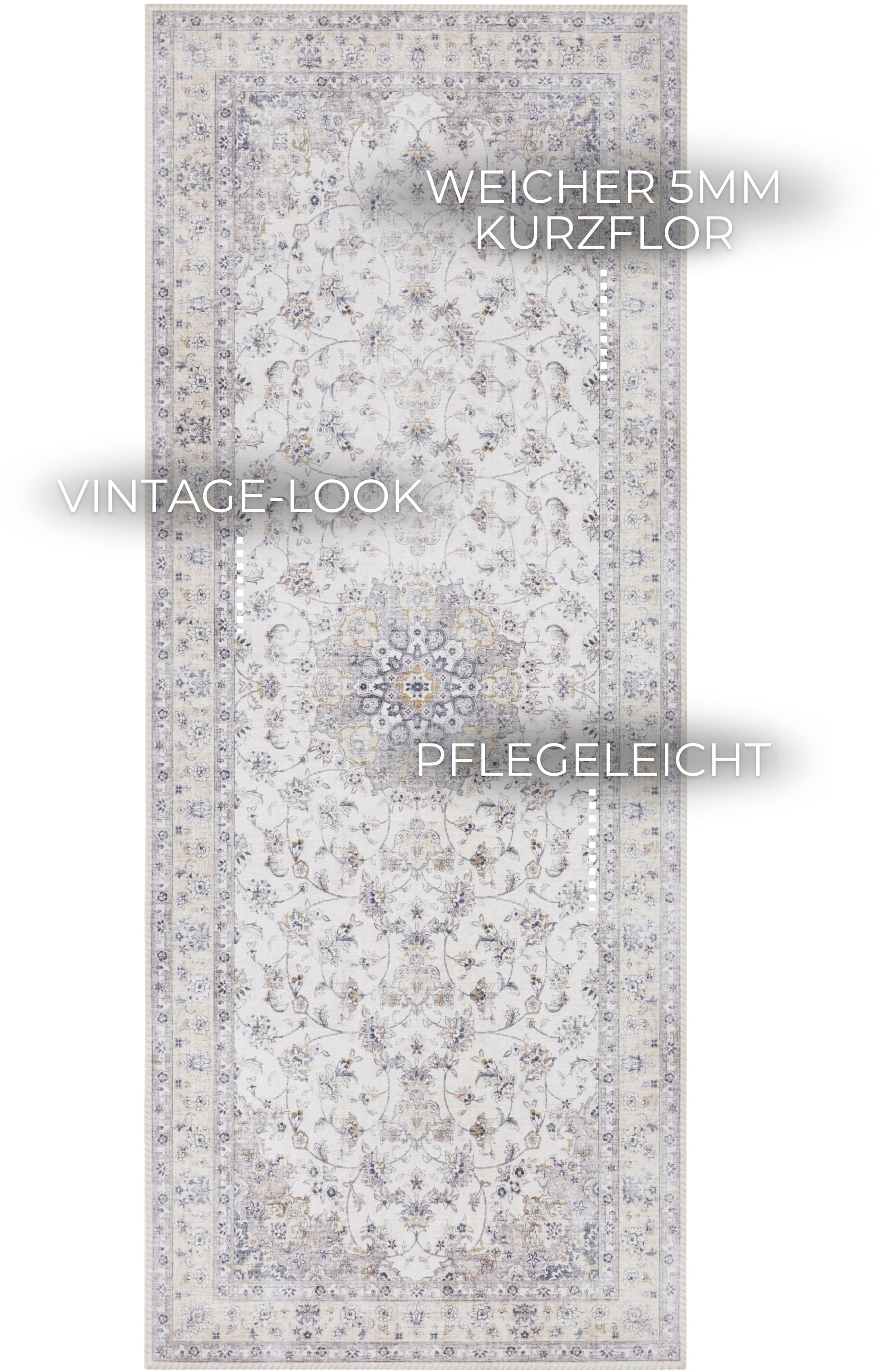 ELLE DECORATION Teppich »Nain«, rechteckig, 7 mm Höhe, Orientalisch, Läufer, Kurzflor, Wohnzimmer, Schlafzimmer, Vintage-Look