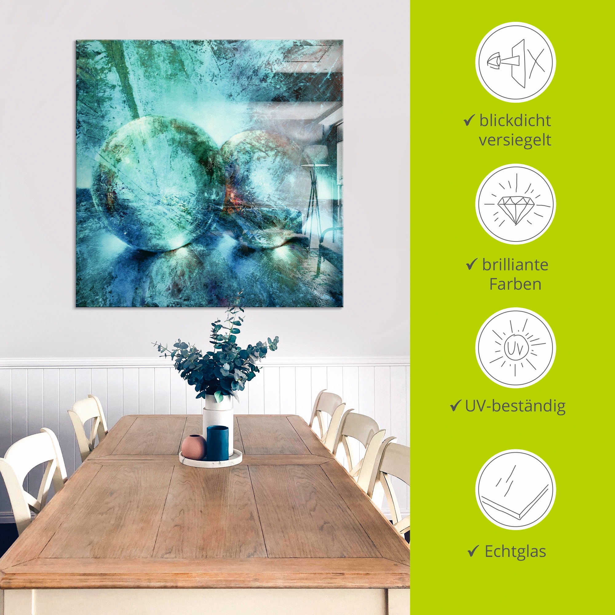 Artland Tableau en verre »Zwei blaue Murmeln_« 1 cuis tlg. in verschiedenen Grössen