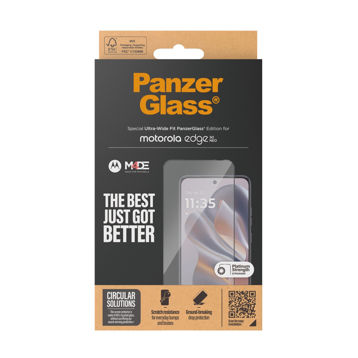 CARE by PanzerGlass Displayschutzglas »Ultra-Wide Fit Screen Protector«, für Motorola edge 50 Neo, Displayschutzfolie, Schutzfolie, Bildschirmschutz, kratz- & stossfest