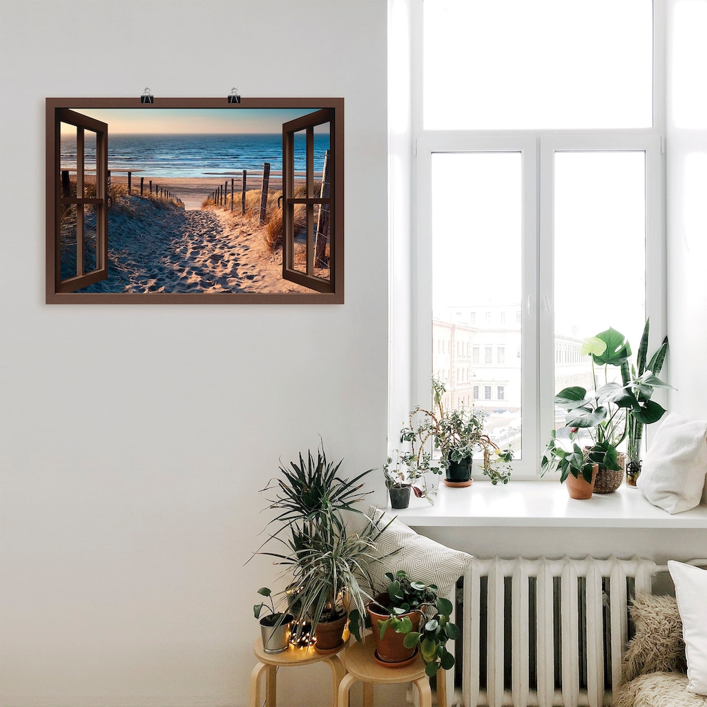 Artland Wandbild »Fensterblick Weg zum Nordseestrand«, Strand, (1 St.)