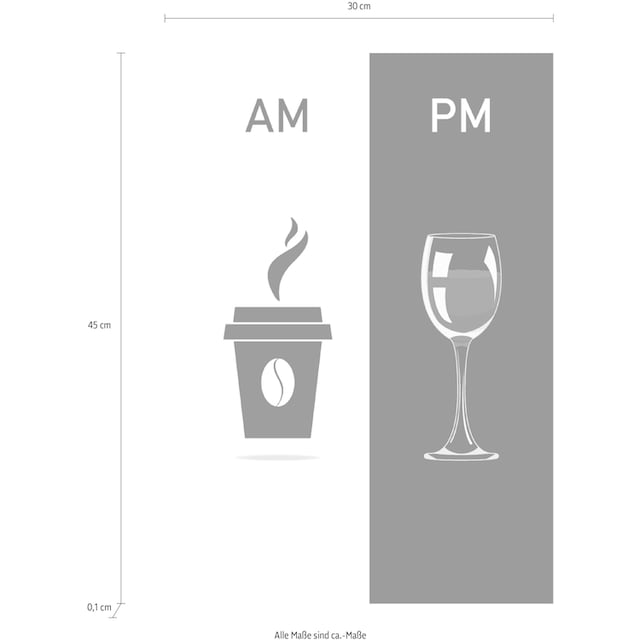 ♕ queence Wanddekoobjekt »AM PM - Kaffeebecher und Wein«, Motiv auf  Stahlblech versandkostenfrei auf