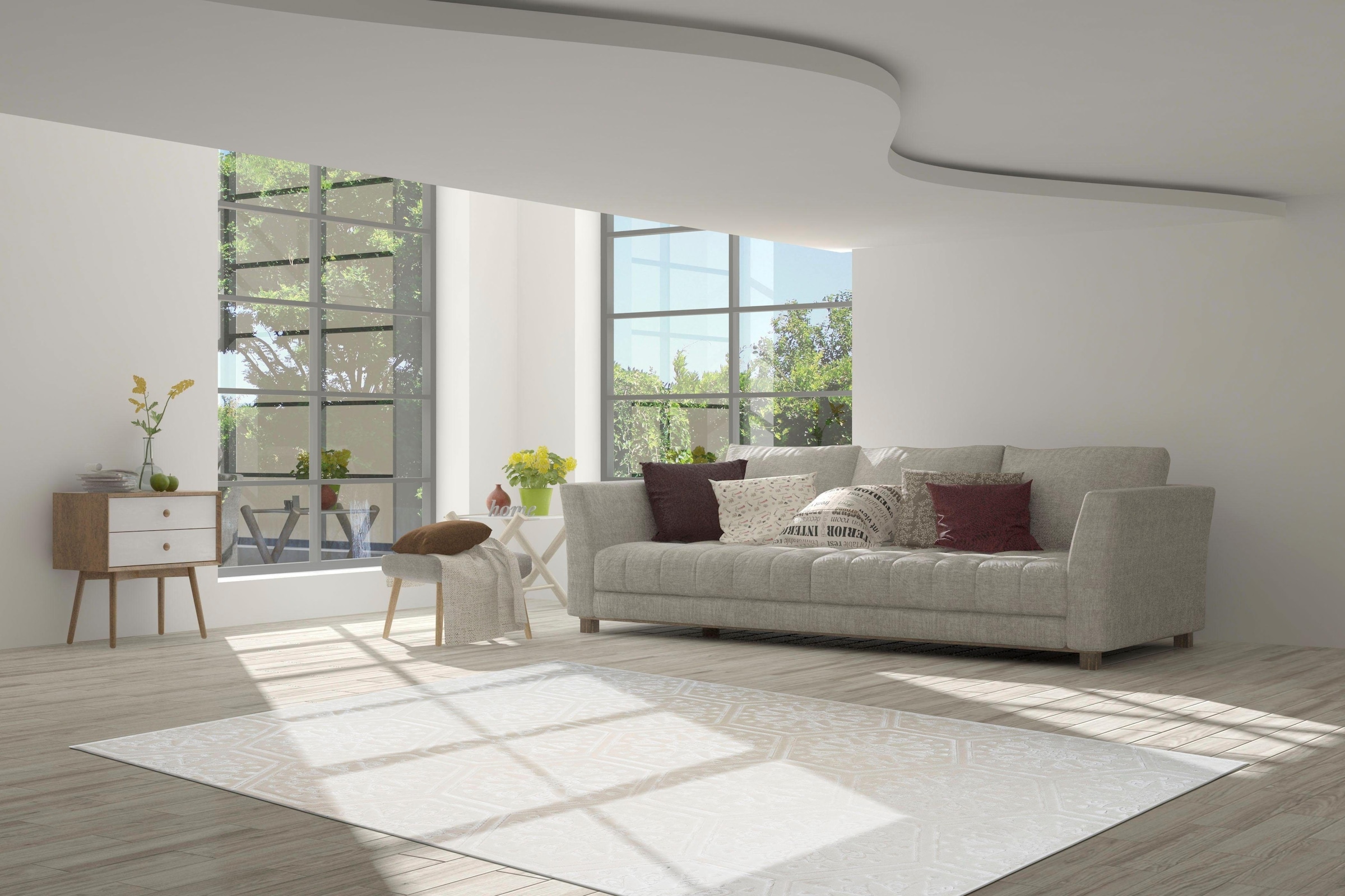 calo-deluxe Teppich »Latemar 300« rechteckig 7 mm Höhe weiche Fell Haptik, Relief Muster, Wohnzimmer, Schlafzimmer