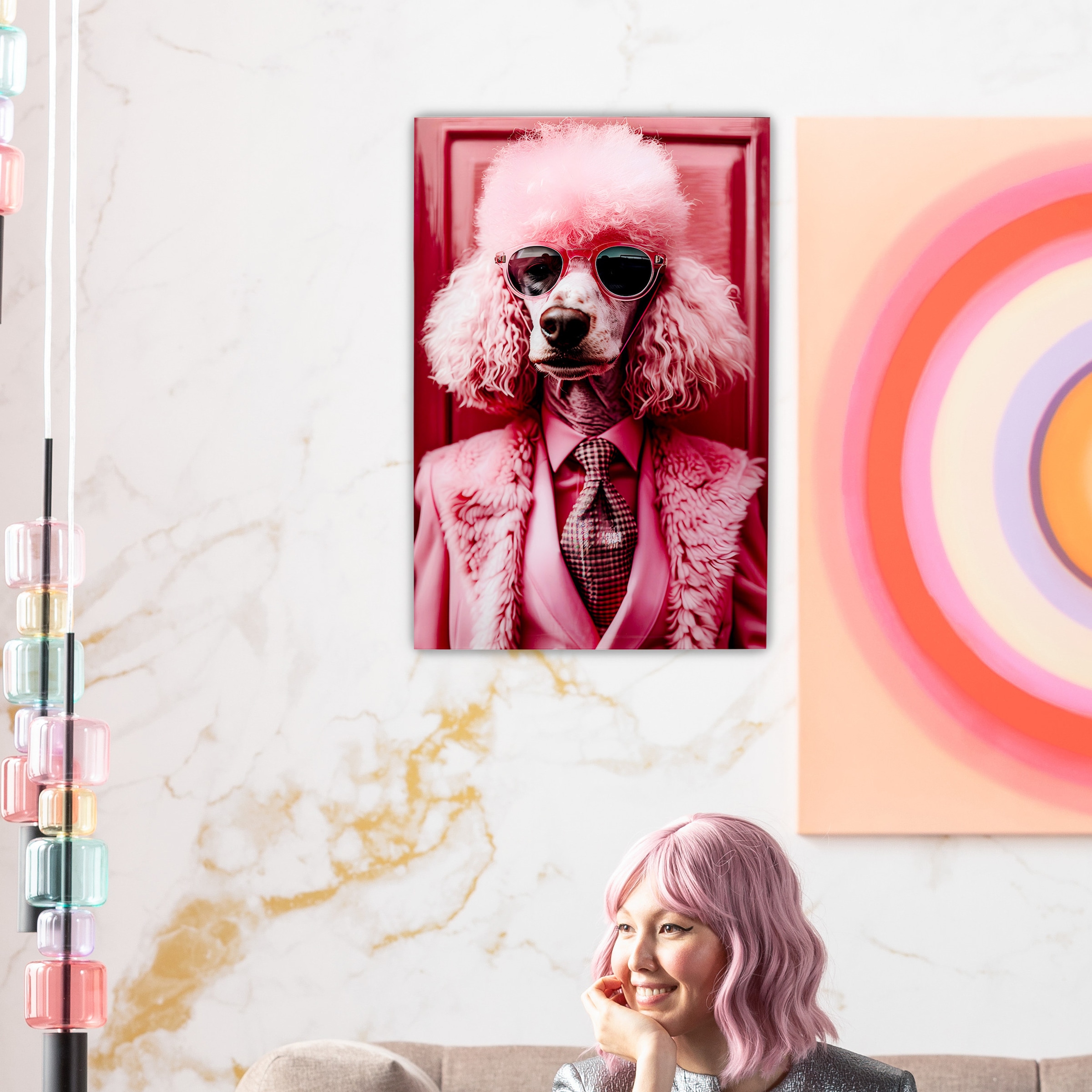 Kare Design Glasbild »Pink Poodle 50x40cm« 1, 