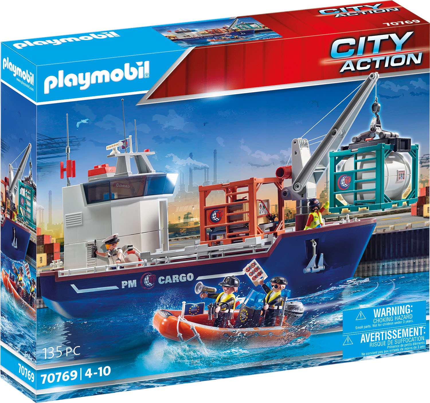 Image of Playmobil® Konstruktions-Spielset »Grosses Containerschiff mit Zollboot (70769), City Action«, (135 St.), Made in Germany bei Ackermann Versand Schweiz