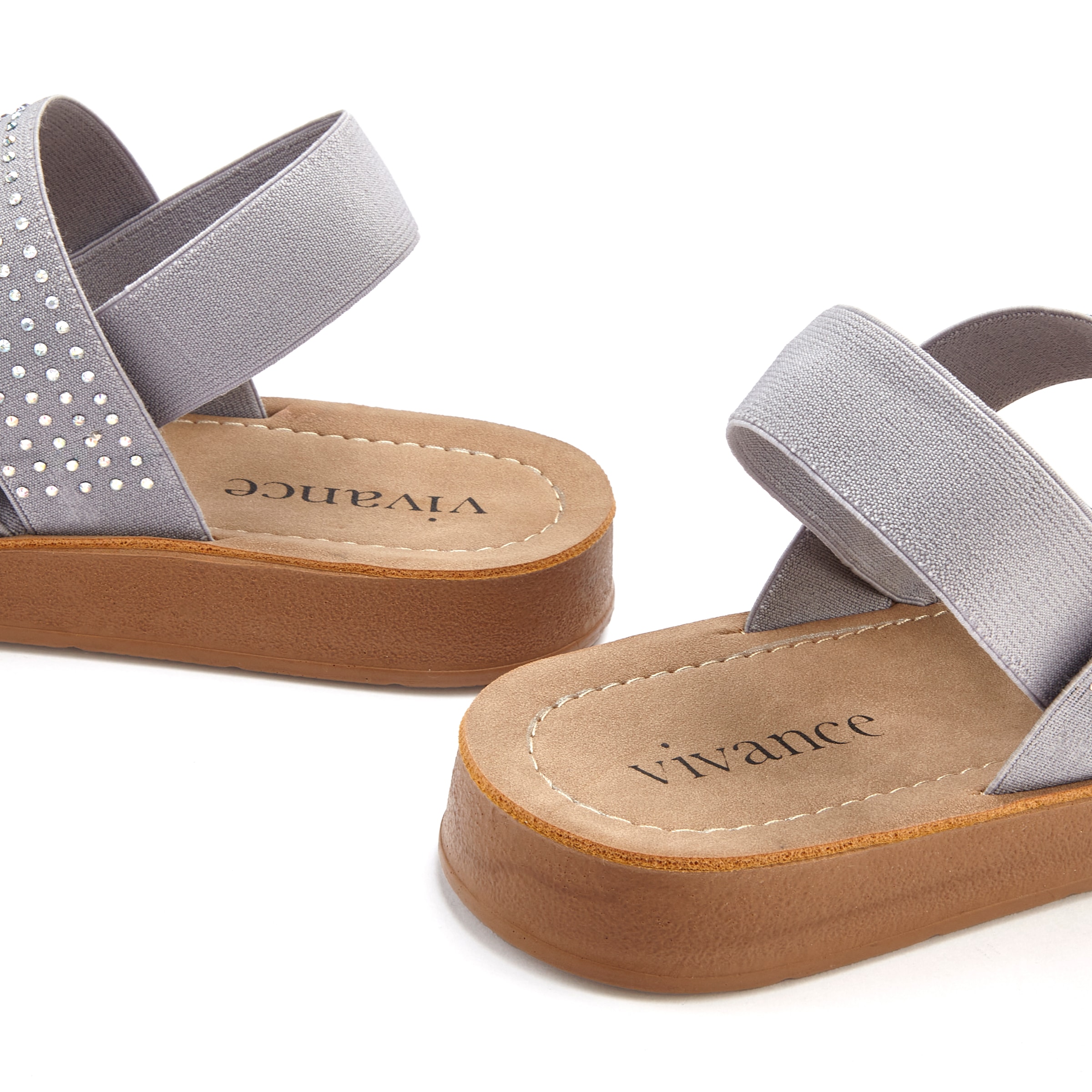 Vivance Sandale »Mule, Sandale, offener Schuh, Pantolette, Sommerschuh«, mit elastischen Riemchen und Glitzersteinchen