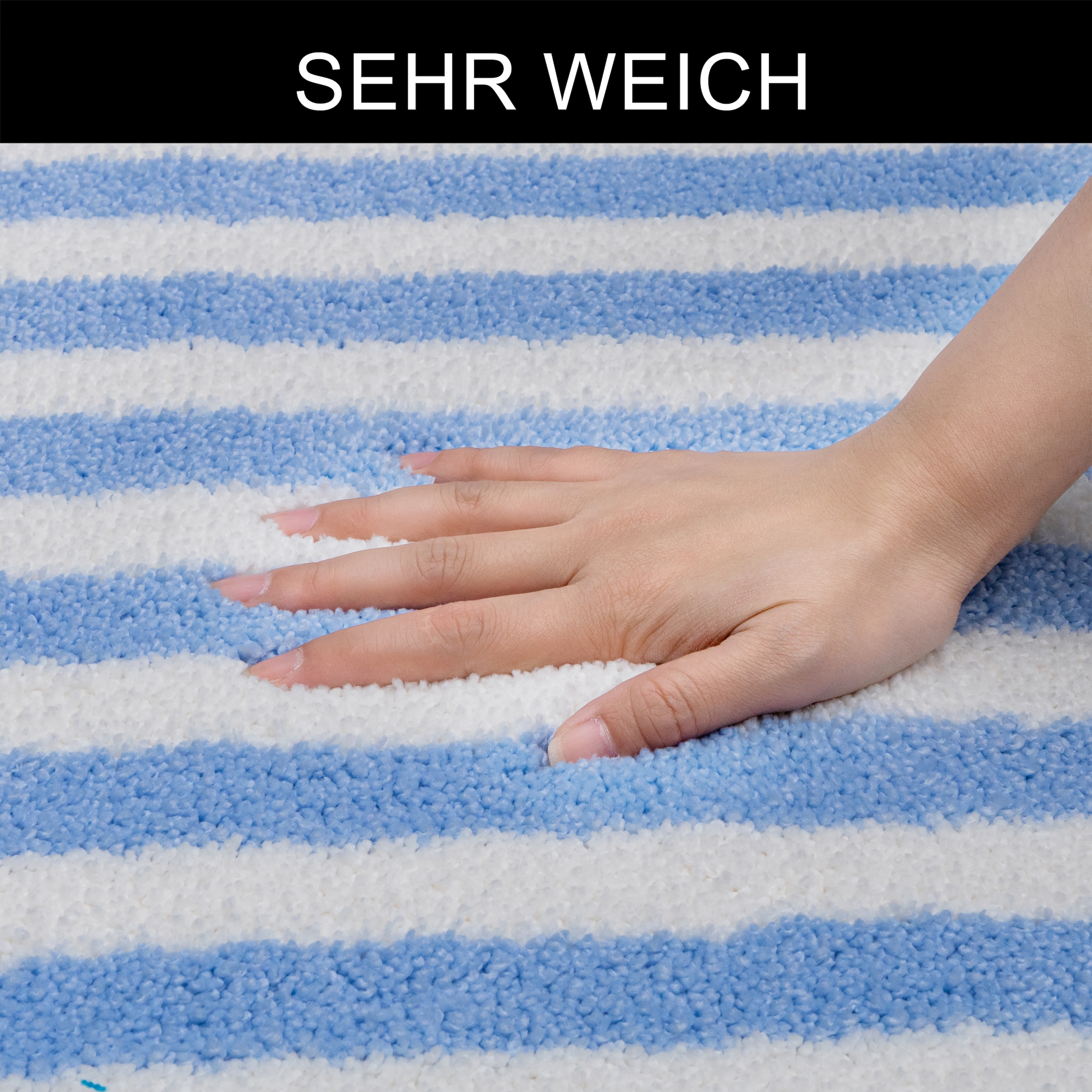 GOODproduct Badematte »Streifen, Jannika, Badvorleger, Badezimmer Teppich« Höhe 12 mm rutschhemmend beschichtet fussbodenheizungsgeeignet | schnell trocknend Scandi, modern, gestreift, Badteppich, Badematten