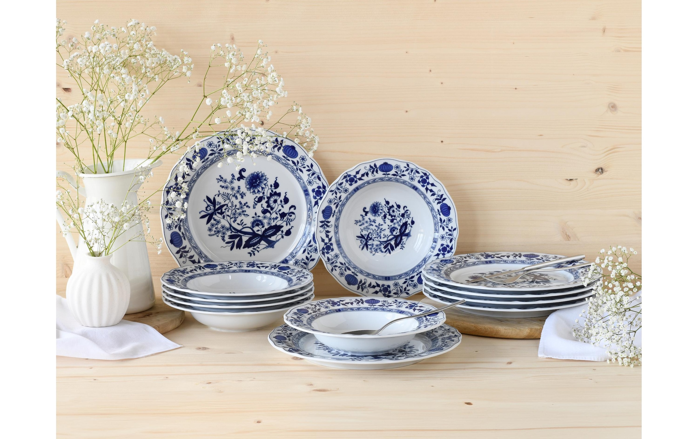 CreaTable Service combiné »Teller-Set Blau/Weiss«