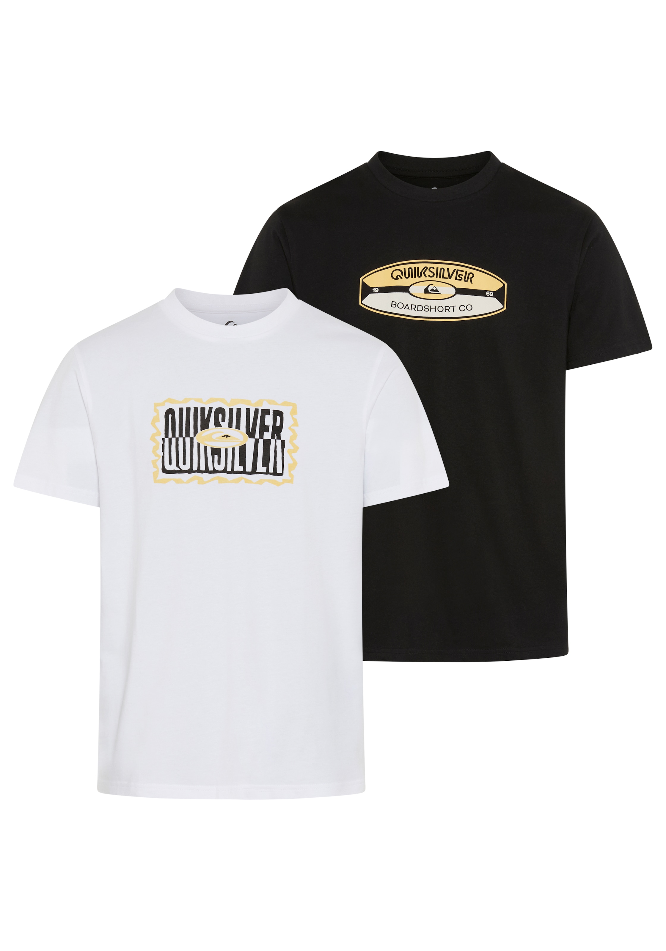 Image of Quiksilver T-Shirt "WAYBACK TWISTED TIDES SHORT SLEEVE PACK" 2 2er-Pack, Kurzarm, sportlich, mit Rundhalsausschnitt, aus Baumwolle
