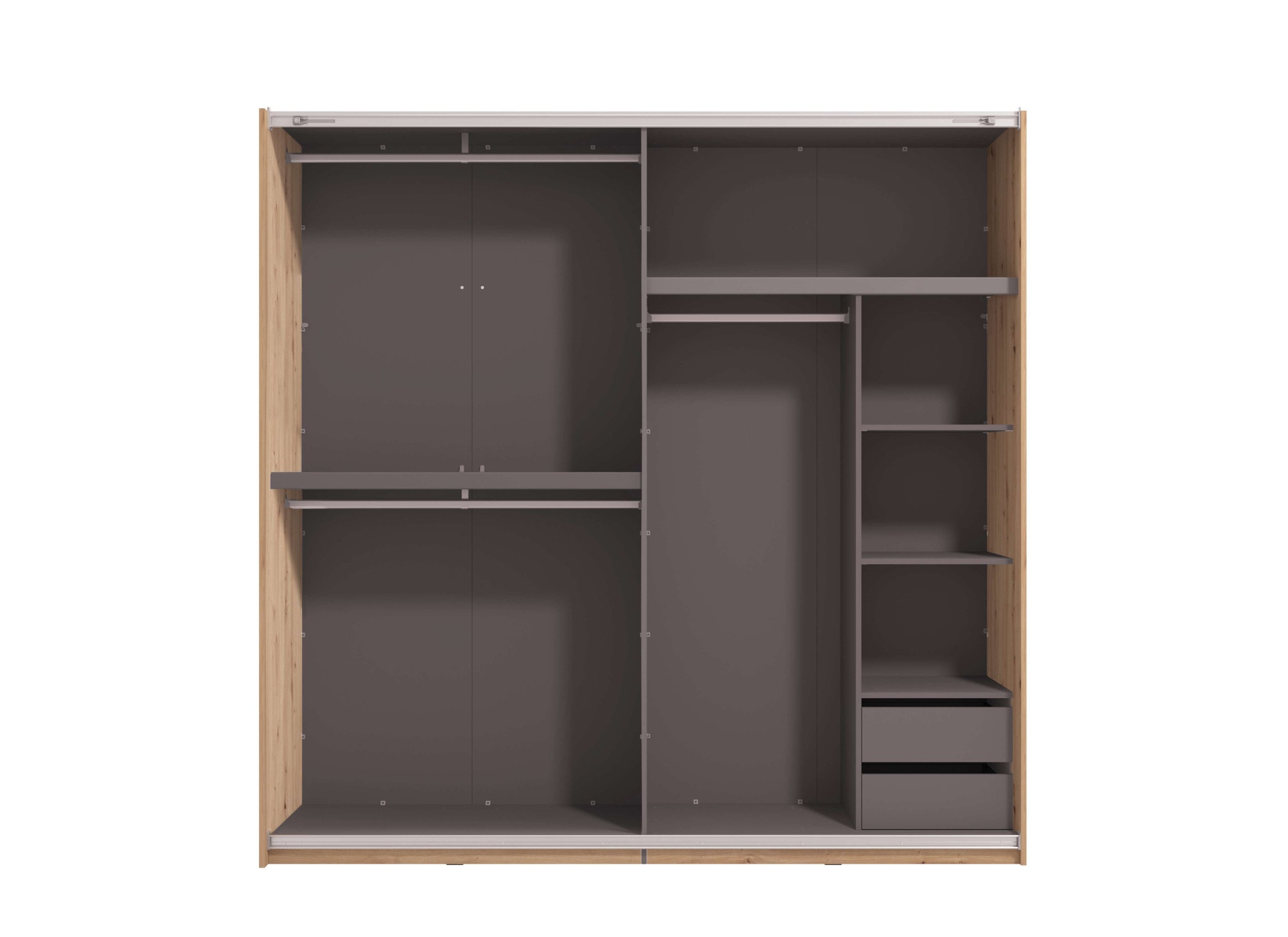 INOSIGN Schwebetürenschrank »Ascalon, mit Spiegel und Lamellen 3D, FSC-zertifiziert, Made in Europe«, 220x61x217,5cm, 3 verschiedene Innenaussattungen-individuell wählbar