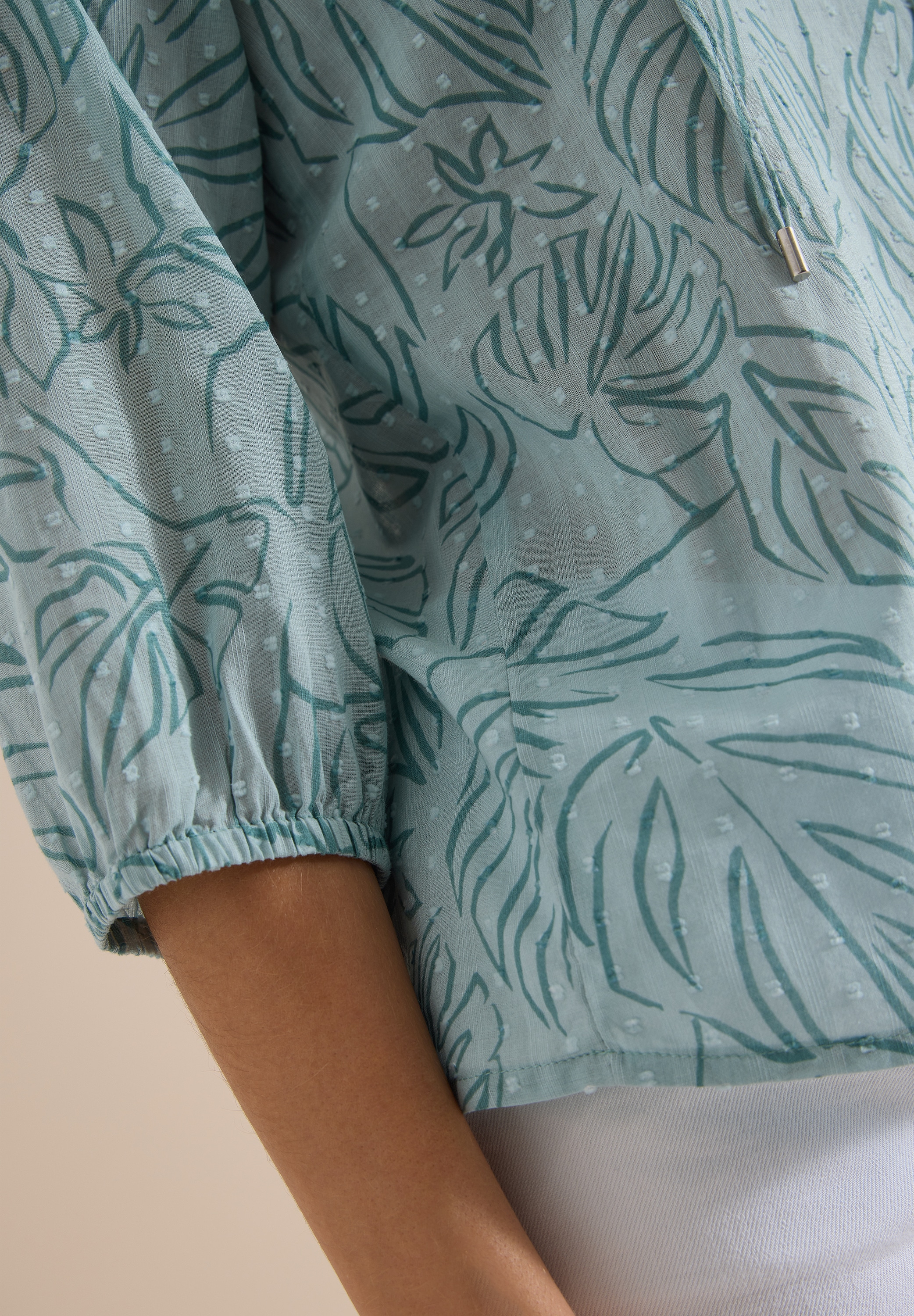 Cecil Blouse à pression 3/4-Arm Sommerbluse-Tunika mit Blätterprint