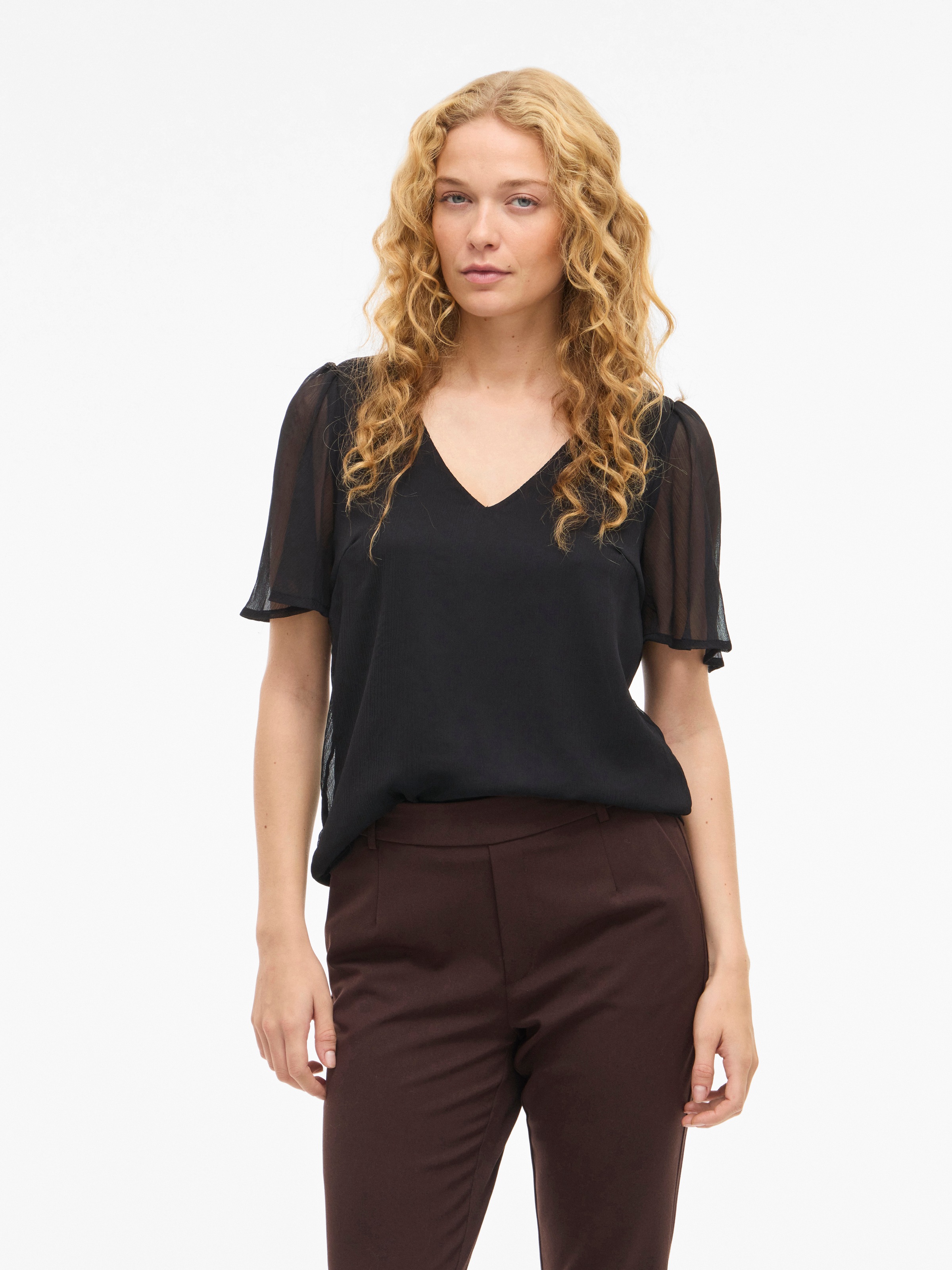 Image of Vila T-Shirt "VIFALIA V-NECK S/S TOP - NOOS"