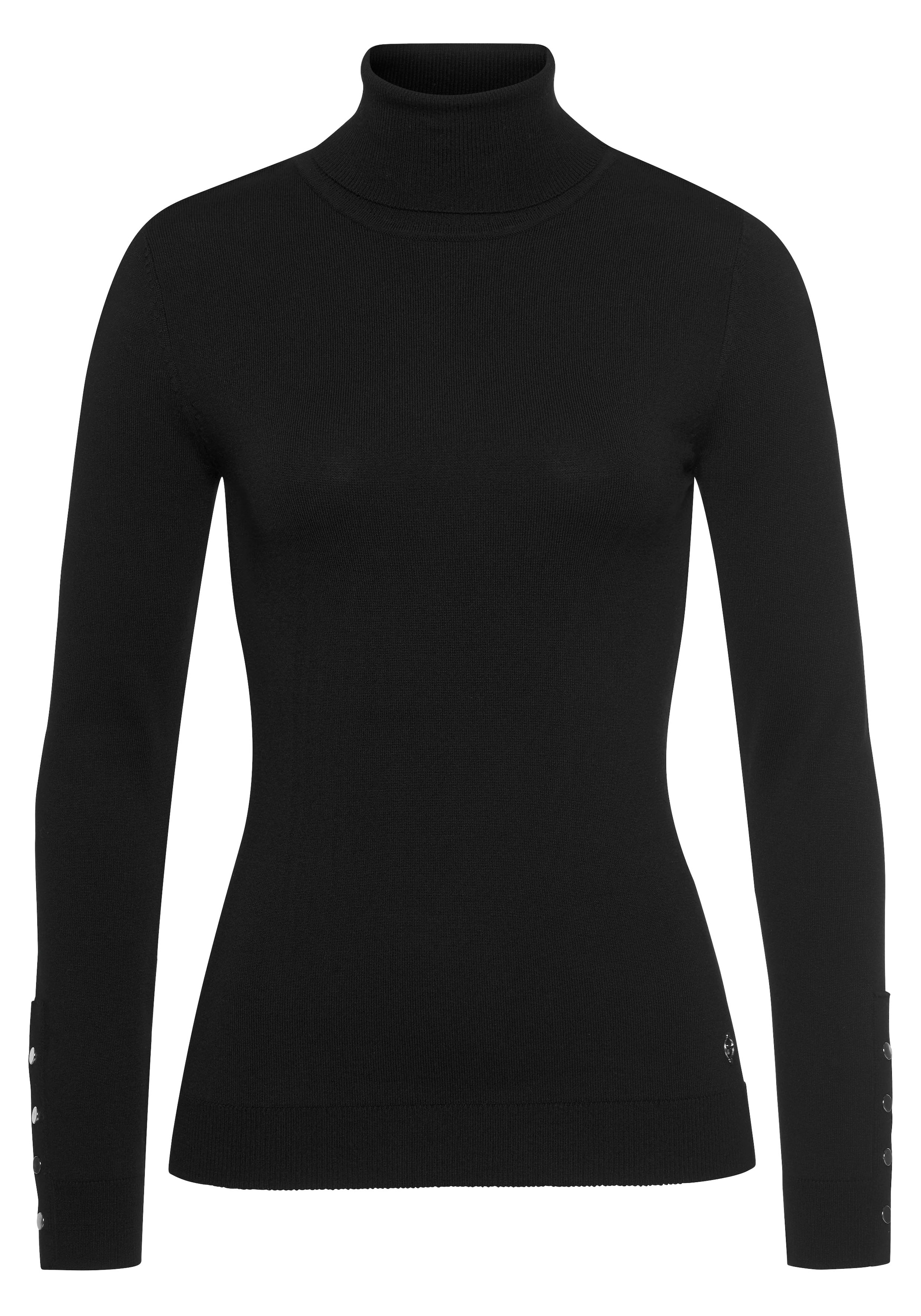 Tamaris Pull à col roulé in enger Form mit Knopfdetails