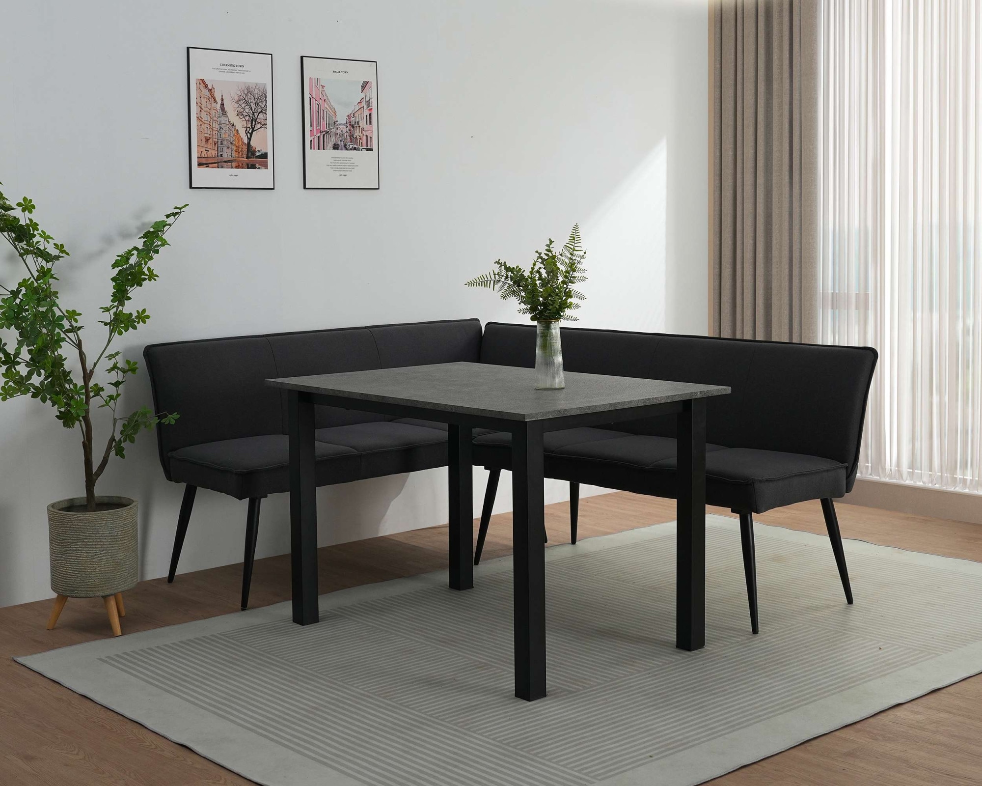 GOODproduct Essbank »Ianna« schwarze Metallbeine, pflegeleichtem Webstoff Bezug, Breite 193 cm