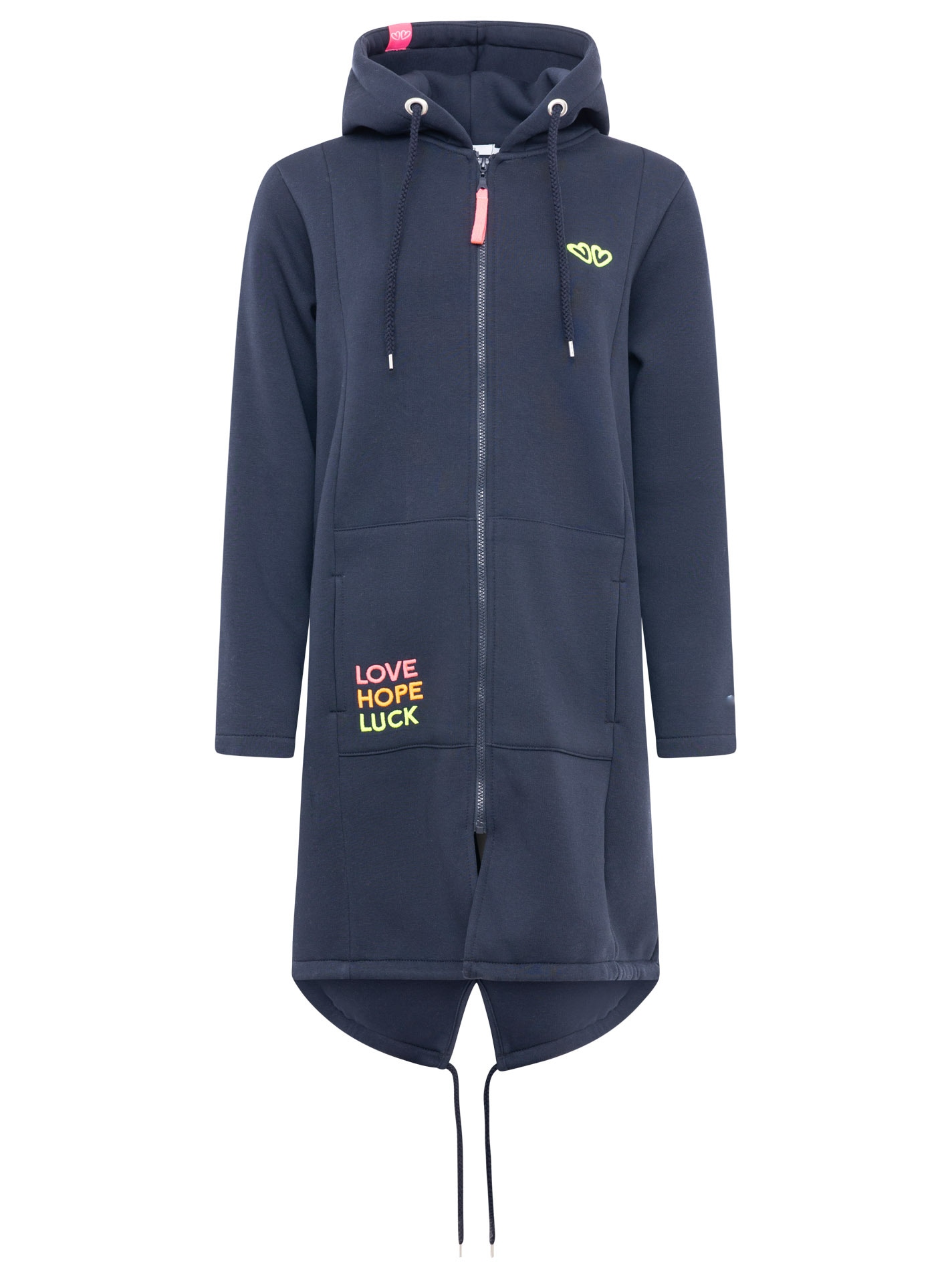 Zwillingsherz Jerseymantel Regular Fit, Langarm, Kapuze, Reissverschluss, Neon-Stickerei