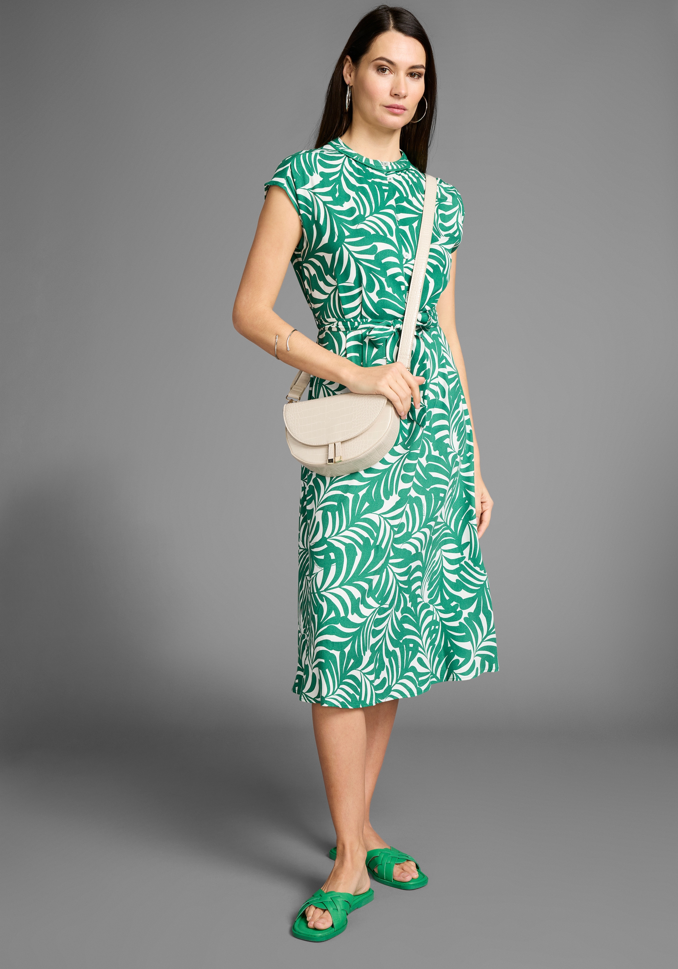 HECHTER PARIS Midikleid, mit Knopfleiste und Bindetaille