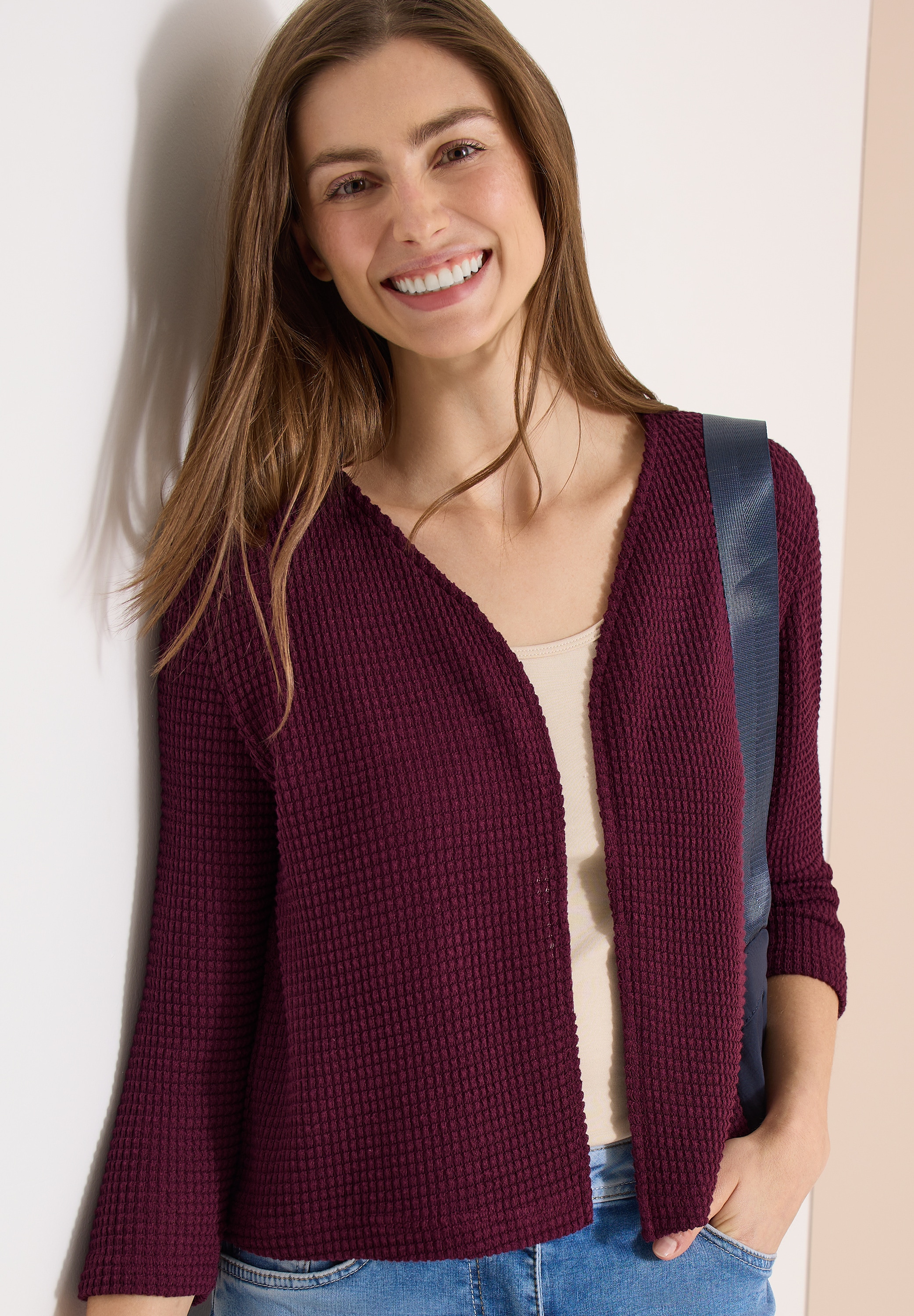 Image of Cecil Shirtjacke Offene 3/4-Arm Jacke im Ajour-Look