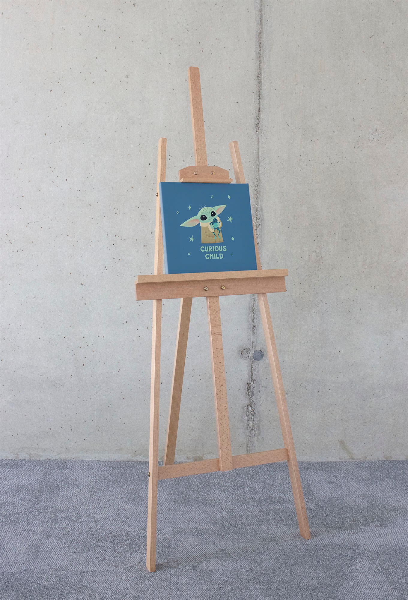 Image of Komar Leinwandbild "The Mandalorian Little Grogu Curious - Grösse 30 x 30 cm" Disney 30 x 30 cm (Breite x Höhe), 1 Stk. tlg. Keilrahmenbild mit Echtholzrahmen, Kinderzimmer