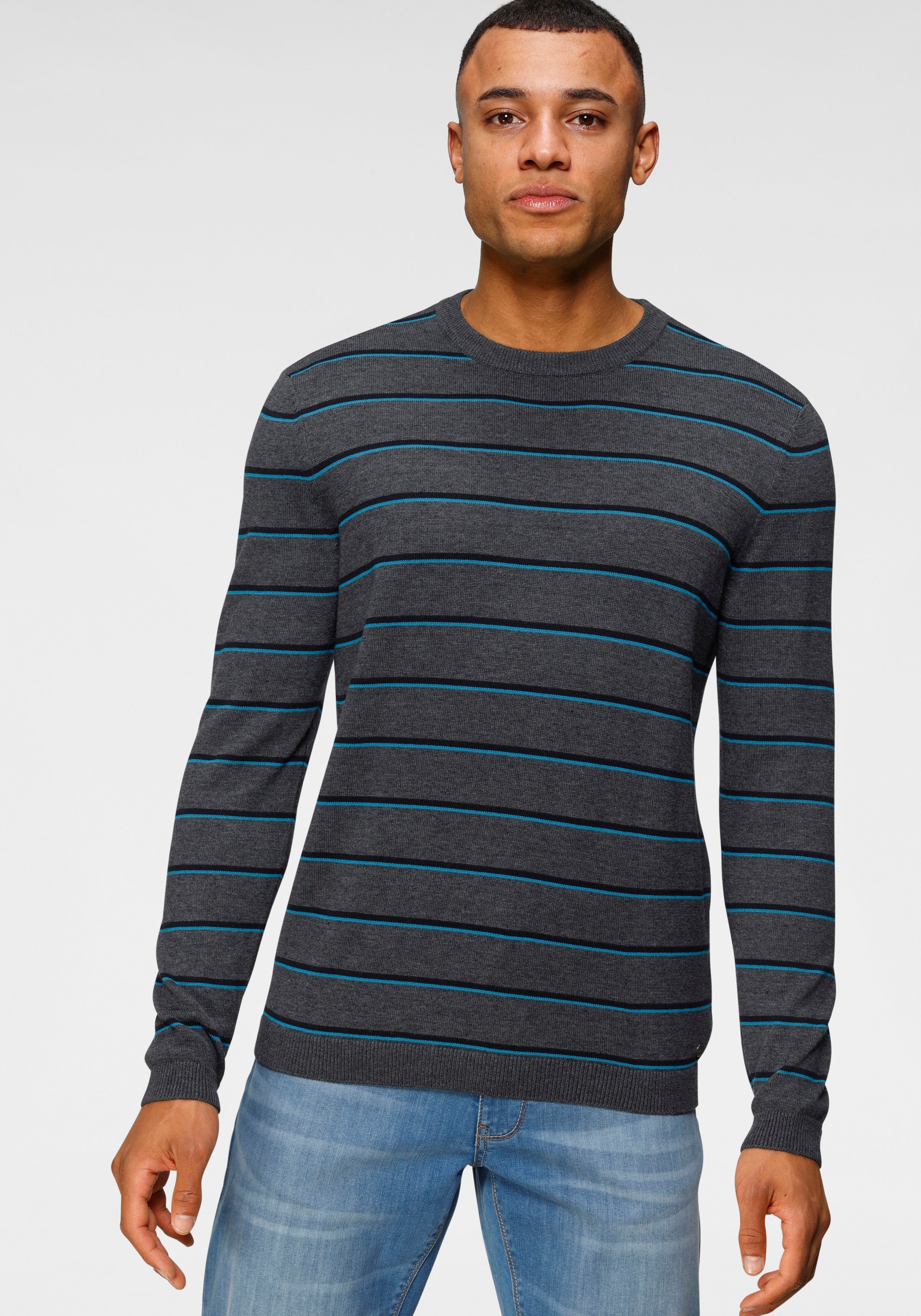 Image of H.I.S Rundhalspullover, mit schmalen Streifen bei Ackermann Versand Schweiz