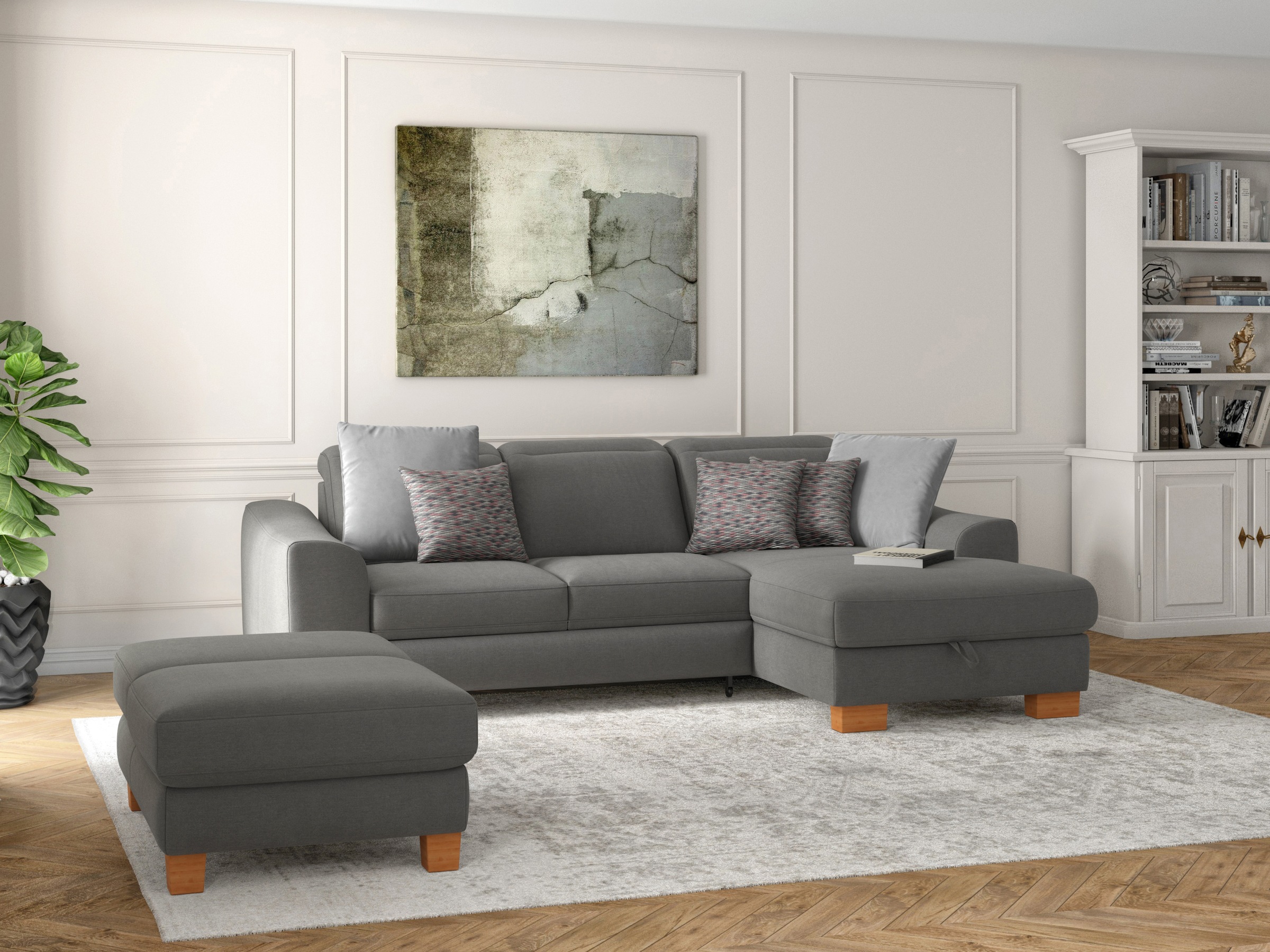 sit&more Polsterhocker »Dundee«, mit Klappfunktion, Federkern und hochwertigen Massivholzfüssen