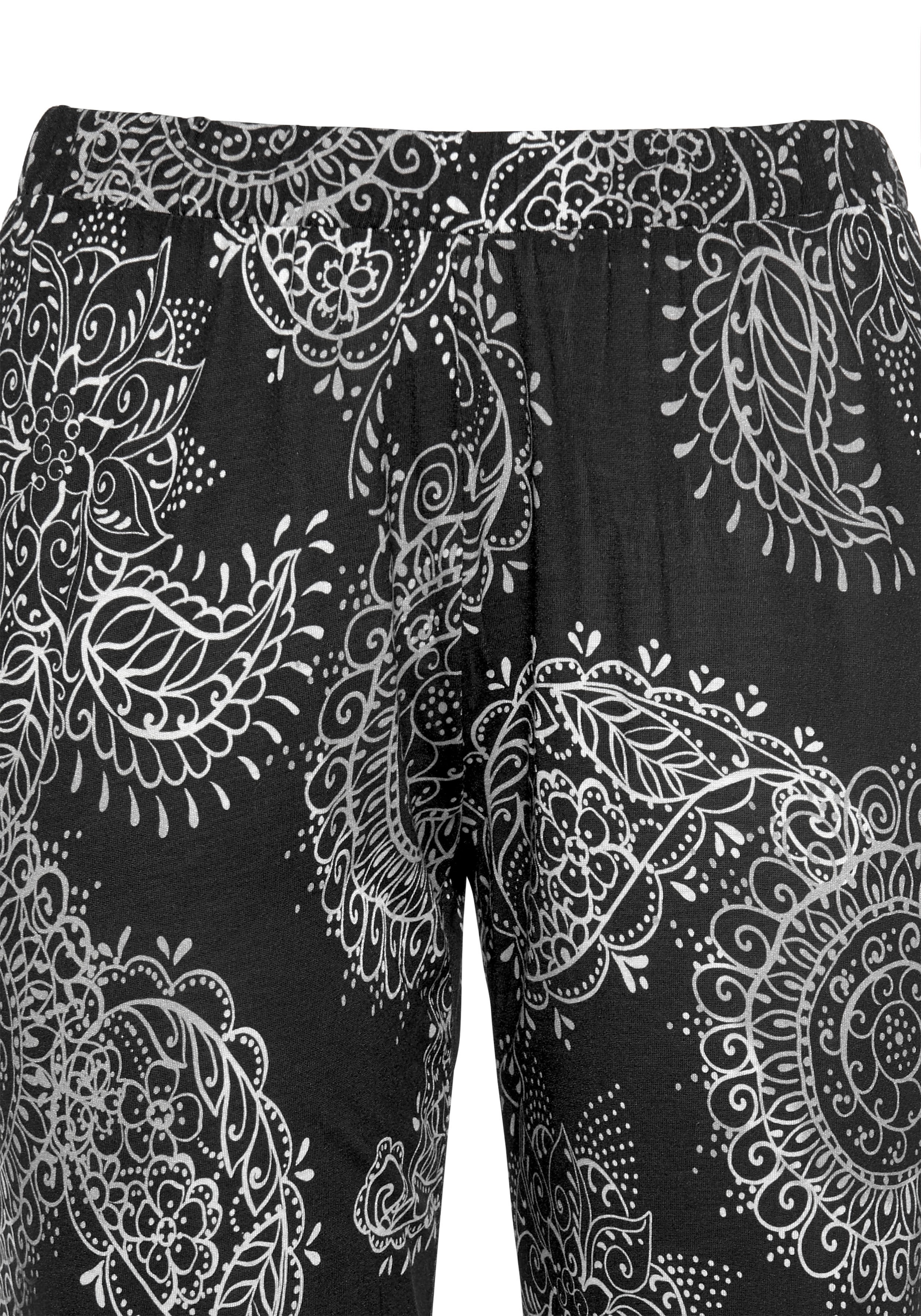 Vivance Dreams Pyjama, (2 tlg.), im schwarz-weissen Paisley-Dessin