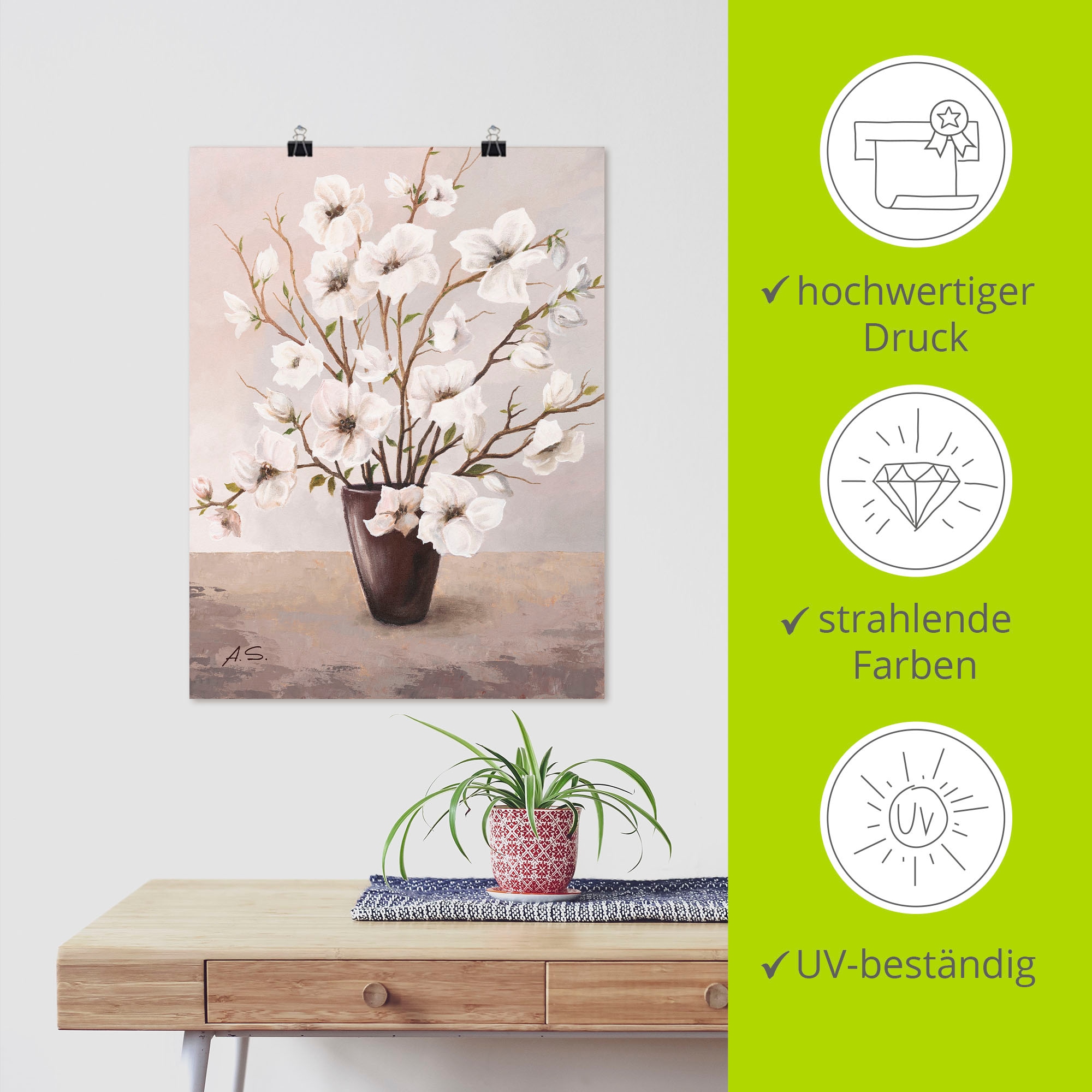 Artland Wandbild »Magnolien« Blumen 1 Stk. tlg. als Leinwandbild, Poster in verschied. Grössen