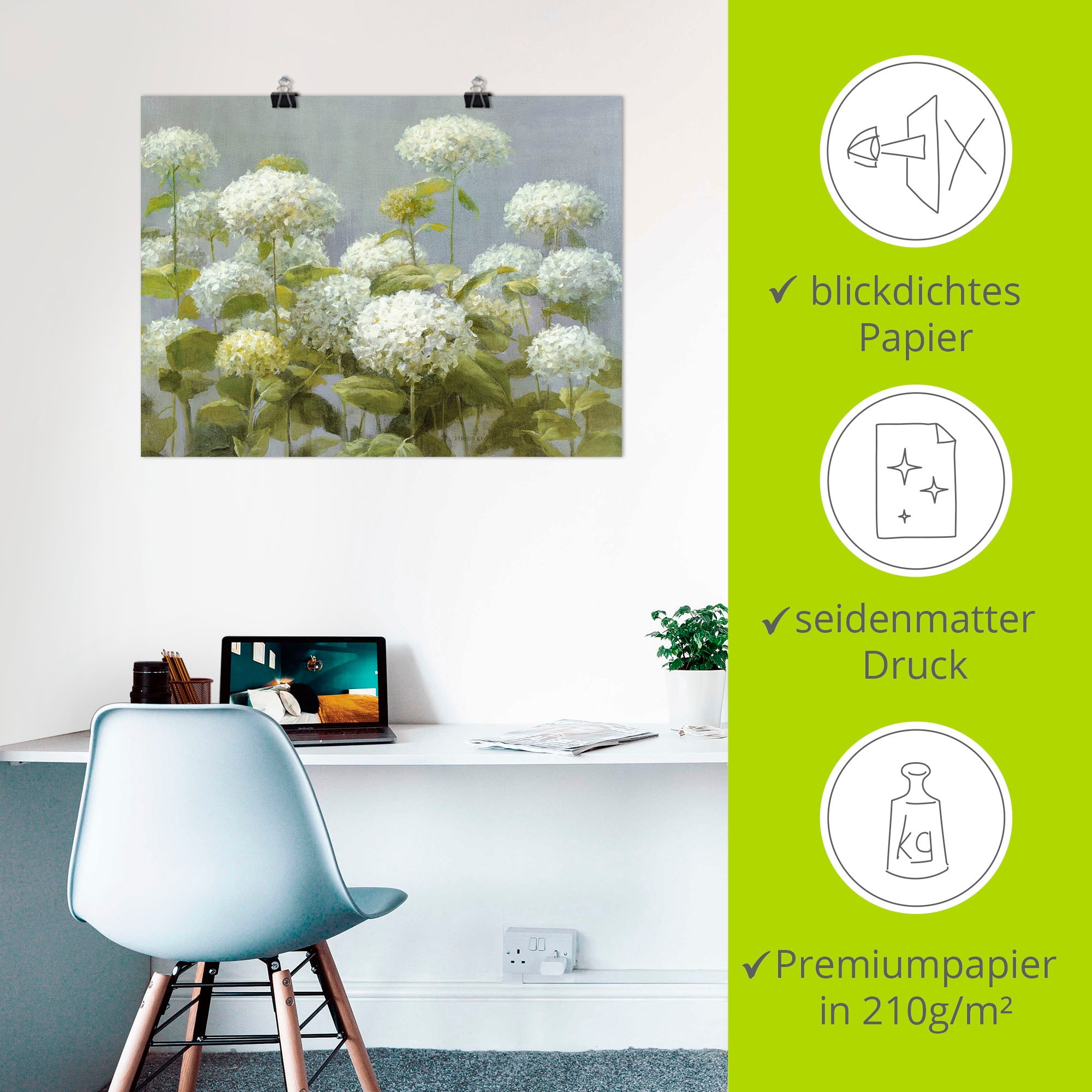 Artland Wandbild »Weisser Hortensien Garten«, Blumen, (1 St.), als Leinwandbild, Poster, Wandaufkleber in verschied. Grössen