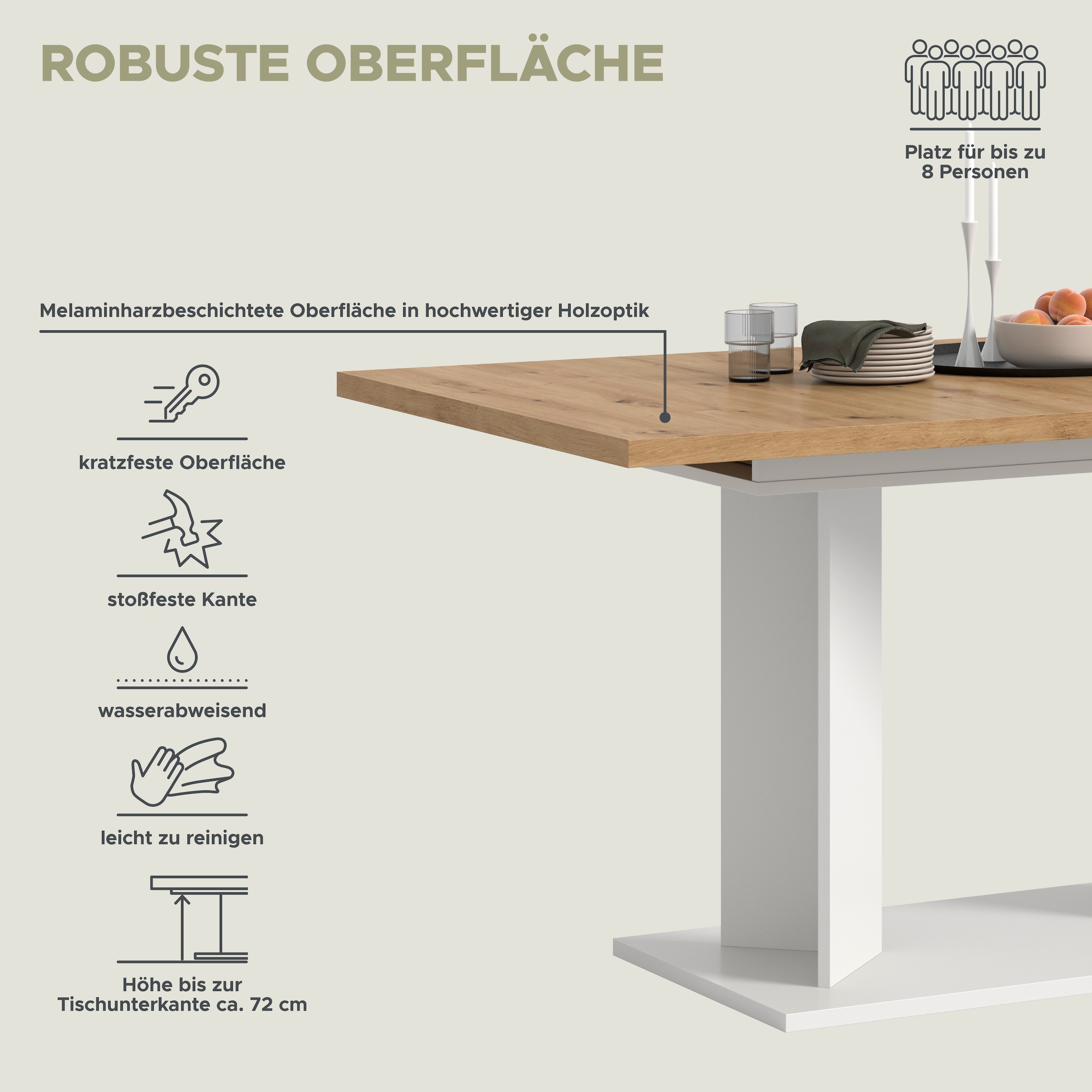 Home affaire Esstisch »GERO, 150-190 cm, ausziehbar, Säulengestell« in verschiedenen Ausführungen erhältlich, 1 Stk. tlg. Tisch, Esstisch, Esszimmer, Esszimmertisch, Küchetisch, Bartisch