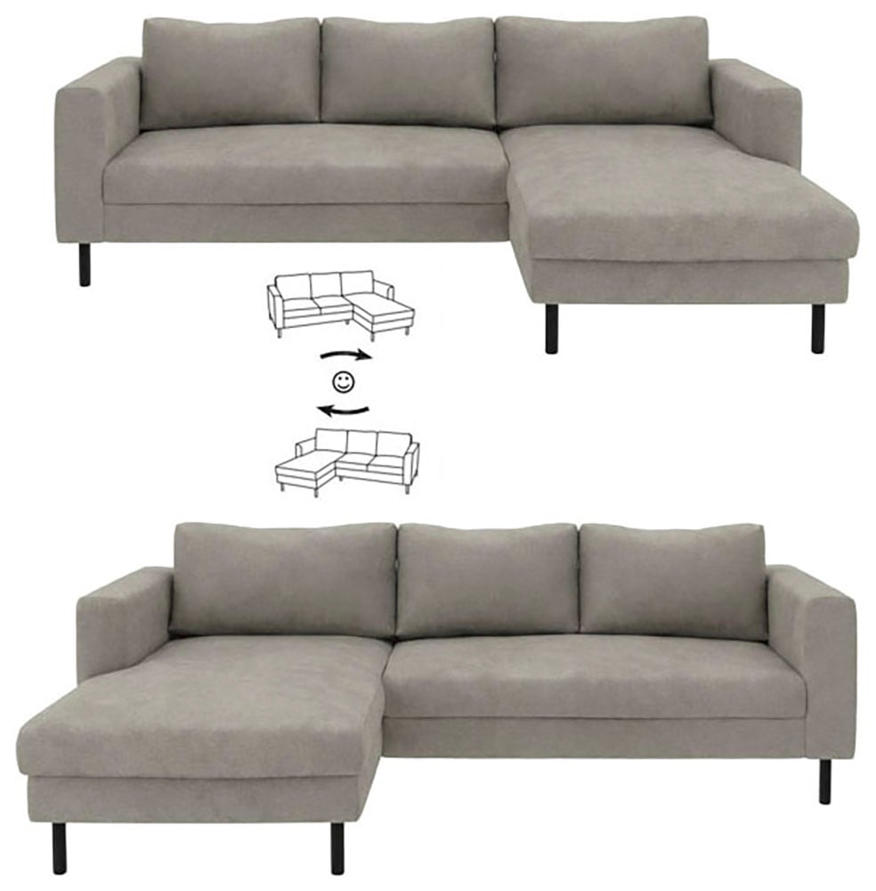 TRENDMANUFAKTUR Canapé d'angle »Amazing II, wahlw. mit Schlaffunktion & Bettkasten, Fuss schwarz« recamière montable des deux côtés, forme en L, en velours côtelé ou structuré, L: 232 cm