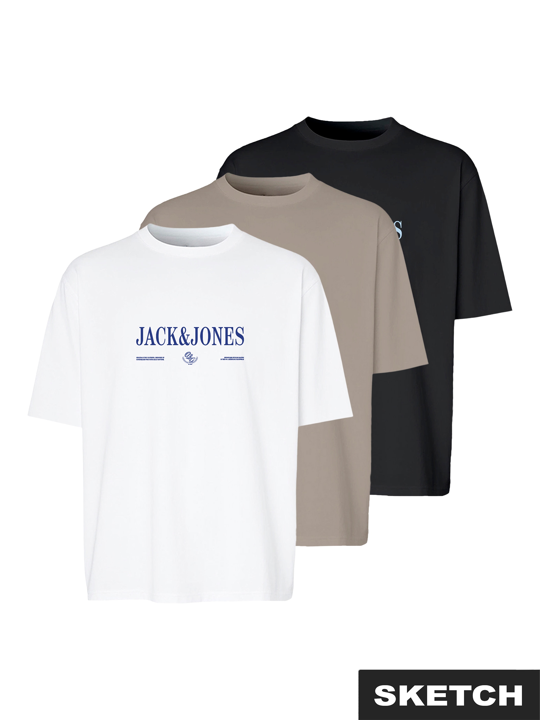 Image of Jack & Jones Rundhalsshirt "JORFREDERIKSBERG BRANDING TEE 3PK MP" Packung, 3 Baumwolle, regular fit