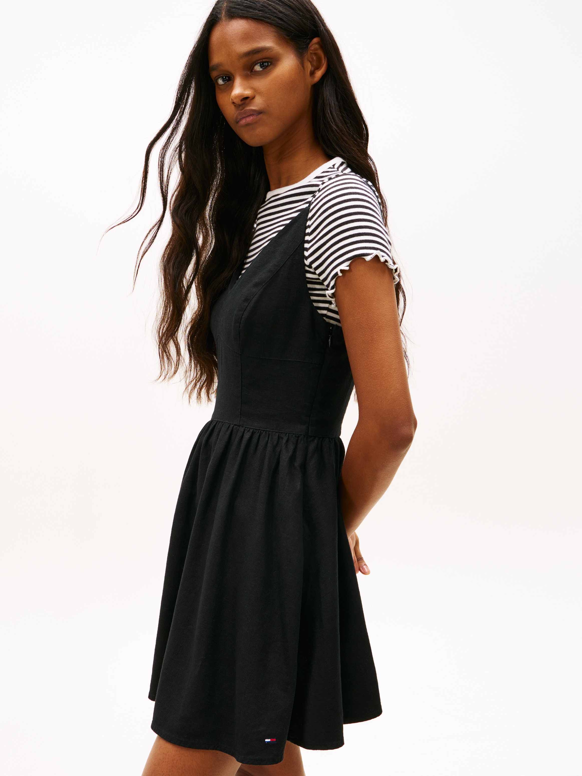 Image of Tommy Jeans Minikleid "TJW LINEN SKATER DRESS" in Extra Slim Fit, Leinen-Mix