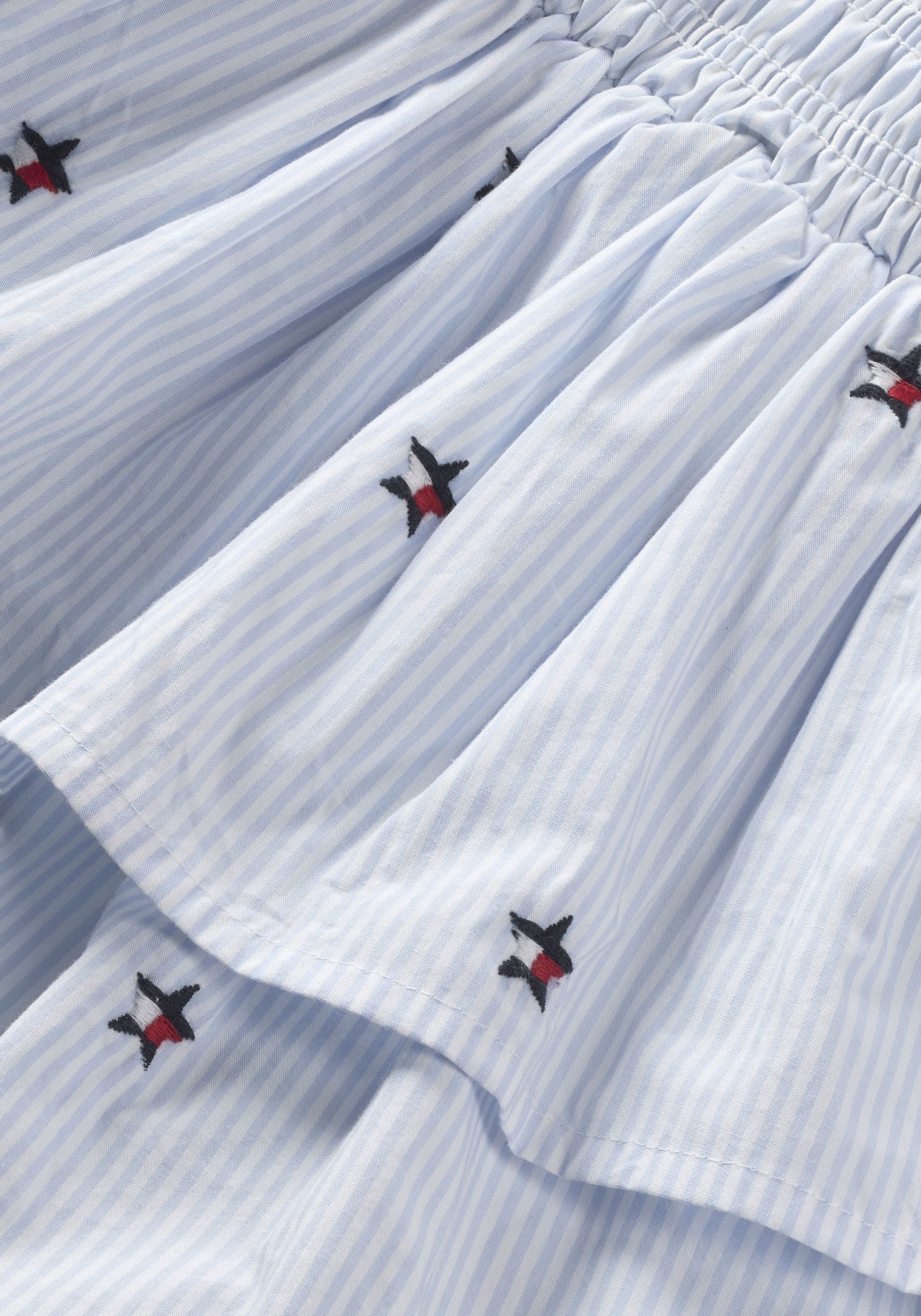 Tommy Hilfiger Jupe étagée »STAR STRIPES SKIRT« enfants jusqu’à 16 ans, bord côte smocké, brodé