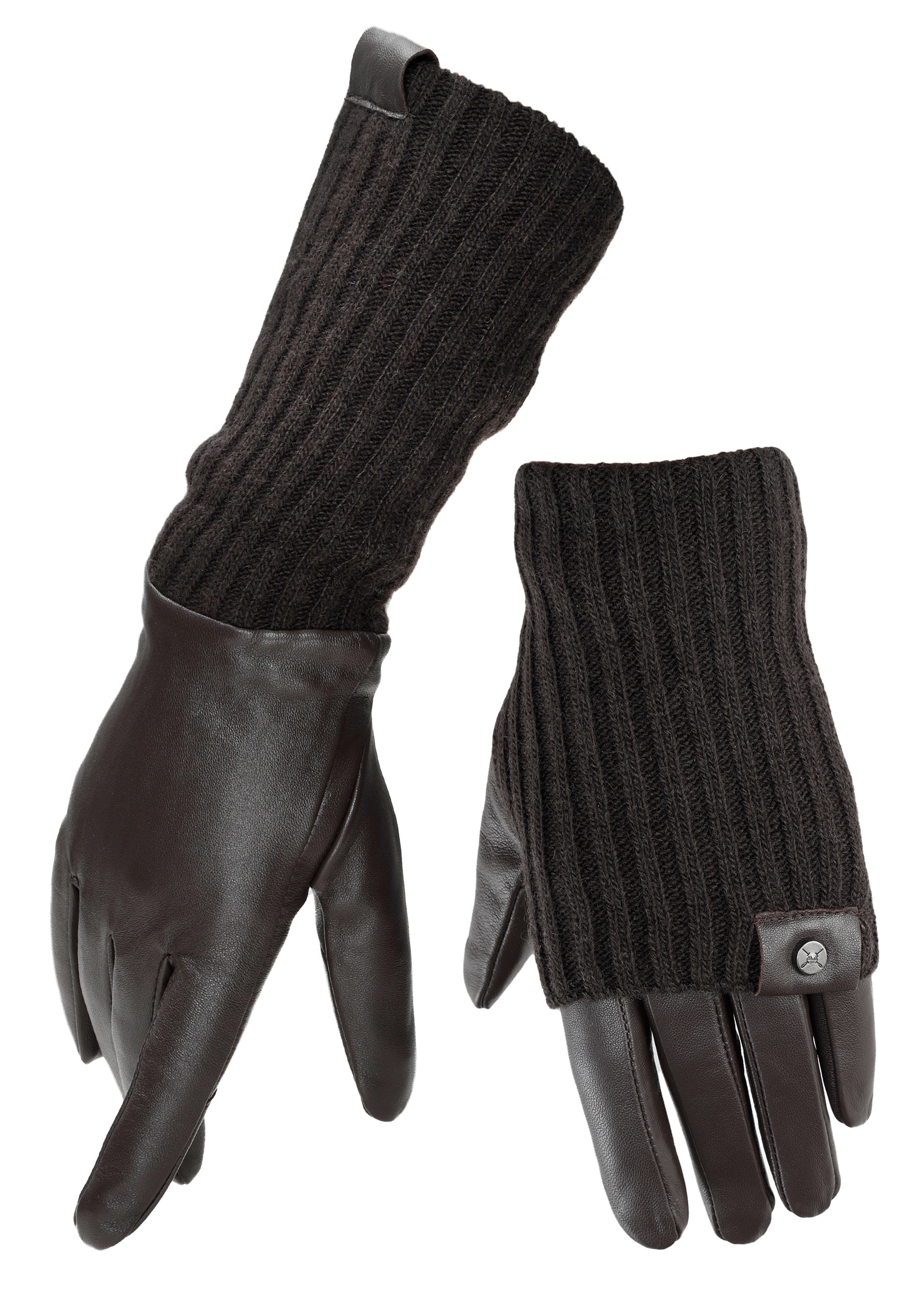 Image of PEARLWOOD Lederhandschuhe "ROMY" Fleecefutter, als Lang-oder Kurzhandschuh zu tragen, Strickbündchen