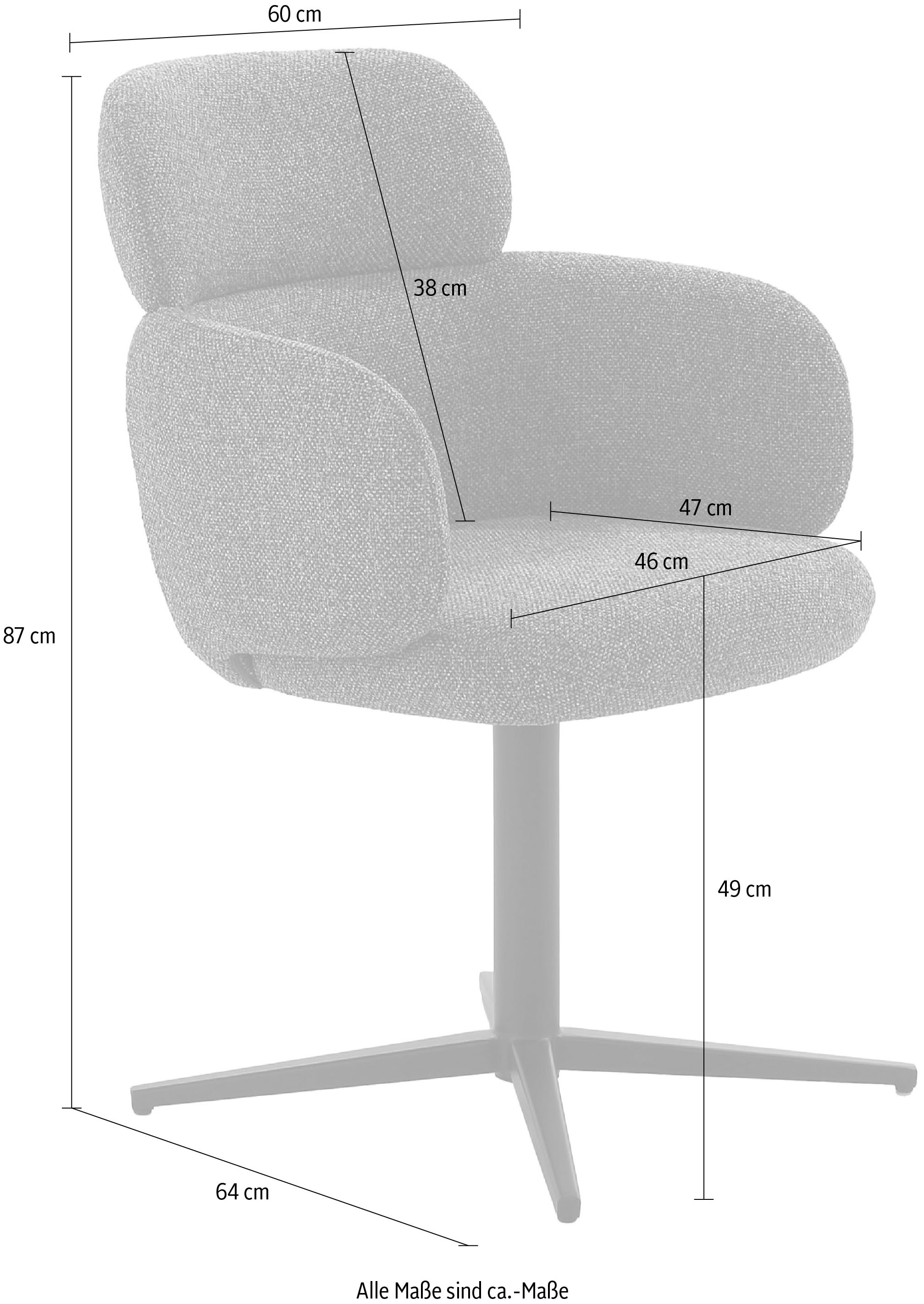 Jockenhöfer Gruppe Chaise de salle à manger »Bunny« () 1 cuisChaise à 4 pieds, incl. fonction pivotante (360°), look fauteuil, charge max. 150kg