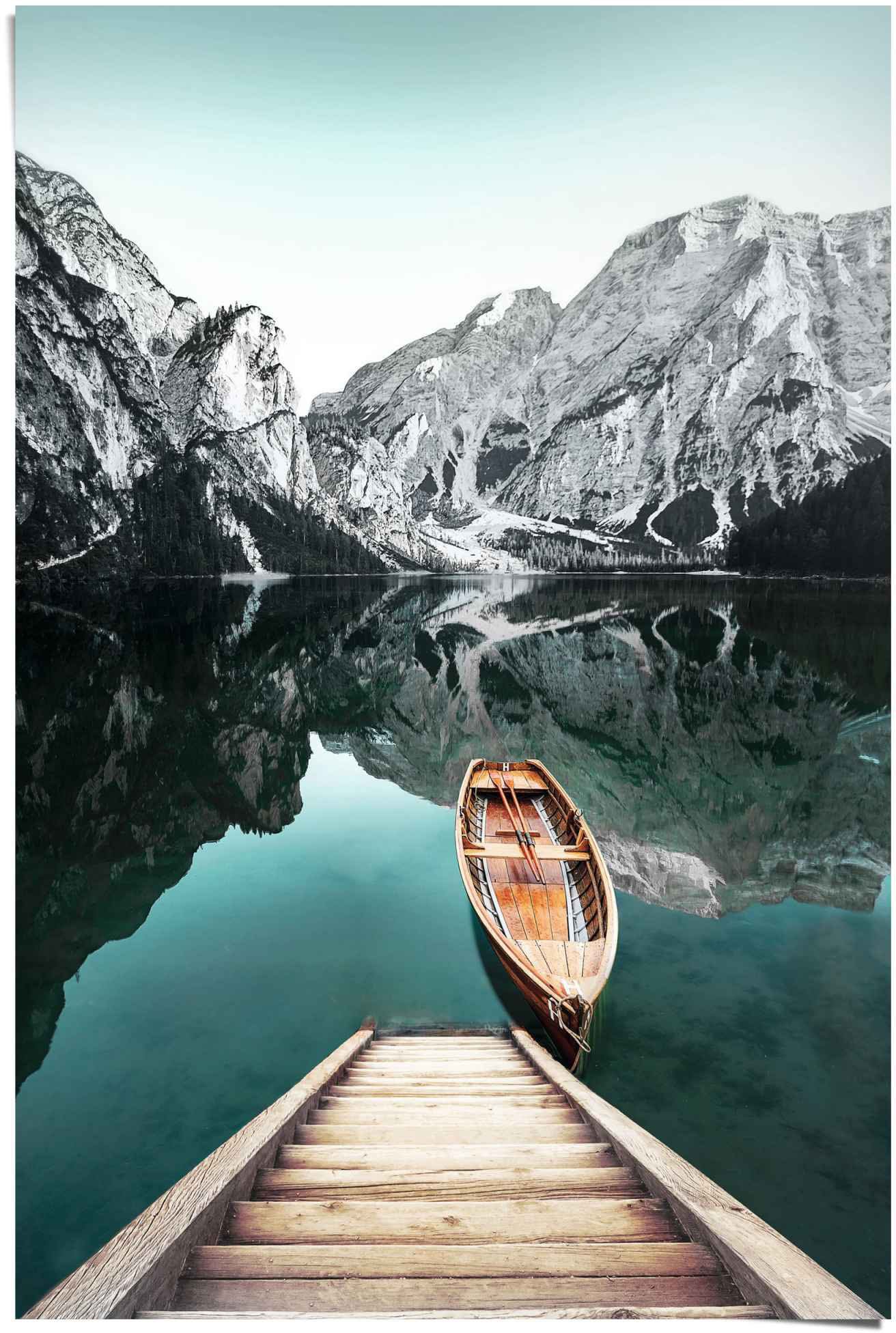 Image of Reinders Poster "Berg See Rocky Mountains - Glacier - Winter" 1 Stk. tlg.