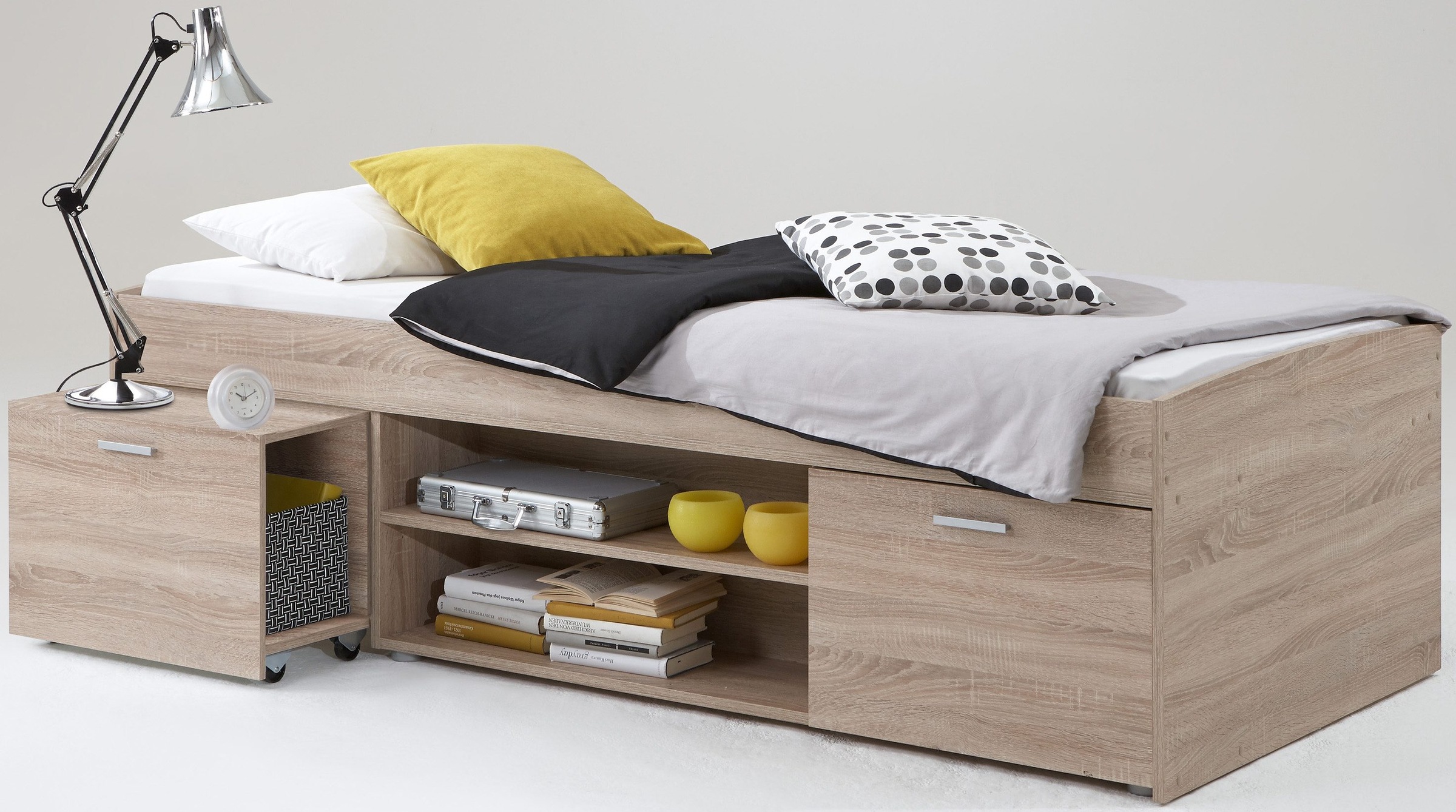 Image of FMD Funktionsbett Funktionsbett mit ausziehbarem Nachttisch, Liegefläche 90x200 cm
