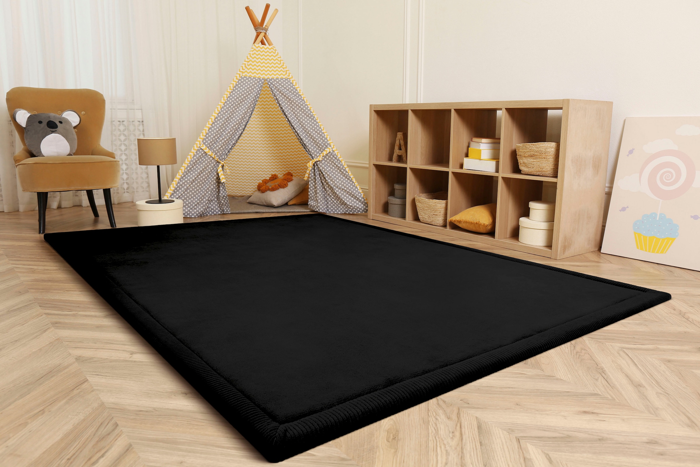 Paco Home Teppich »Tatami 475«, rechteckig, 24 mm Höhe, Kurzflor, Uni-Farben, mit Memory Foam, waschbar