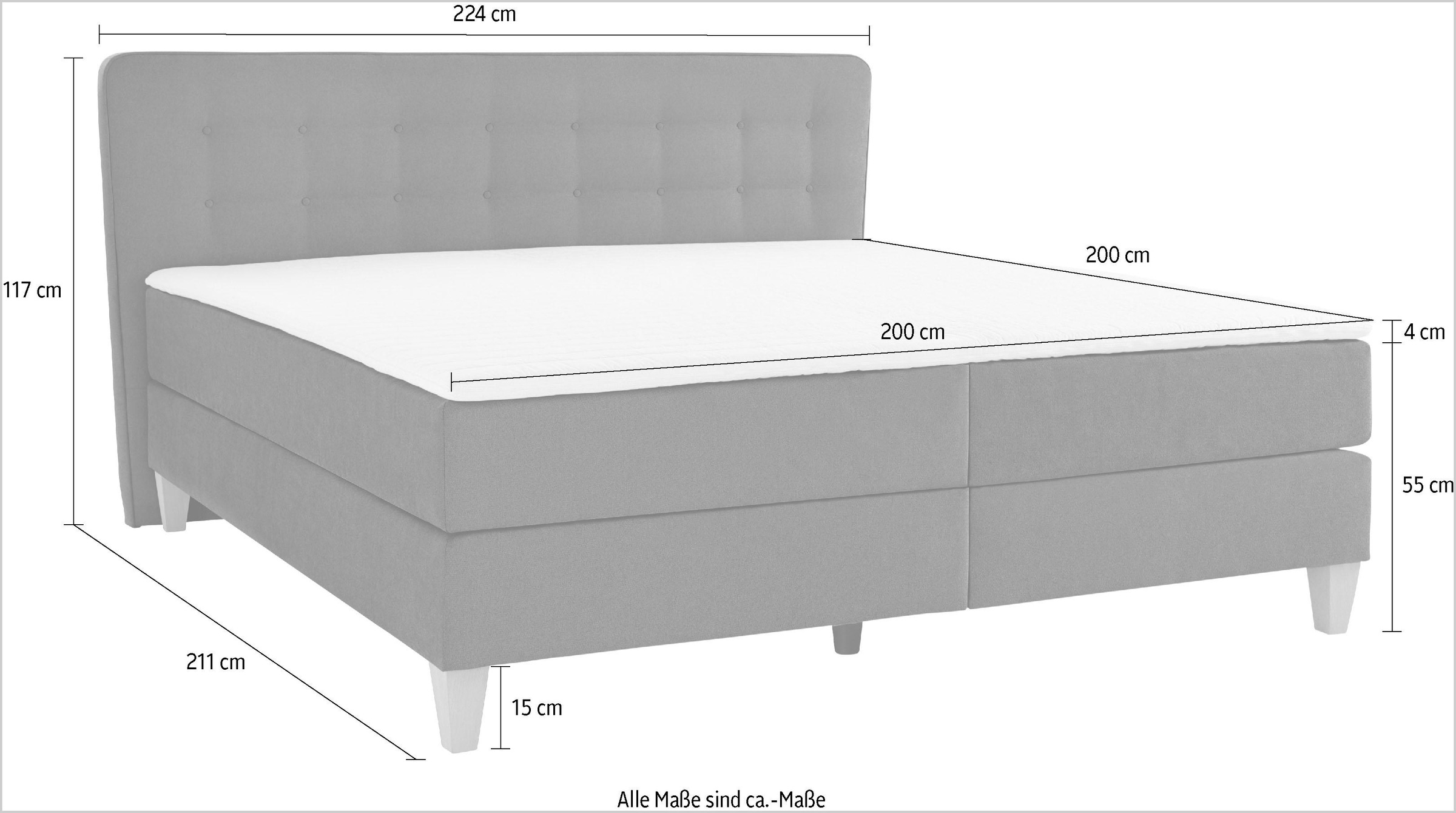 Home affaire Boxspringbett »Ascola«, incl. Topper, 5, Breiten, 3 Ausführungen, 2 Härtegrade